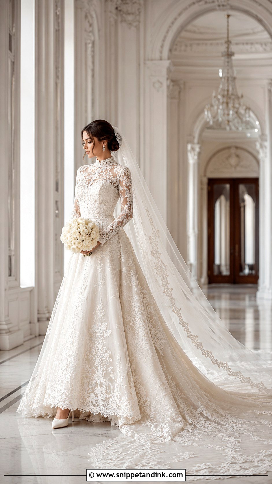Winter Bridal Dress With Long Train - Snippet and Ink - 25 Winter Bridal Dress Ideas