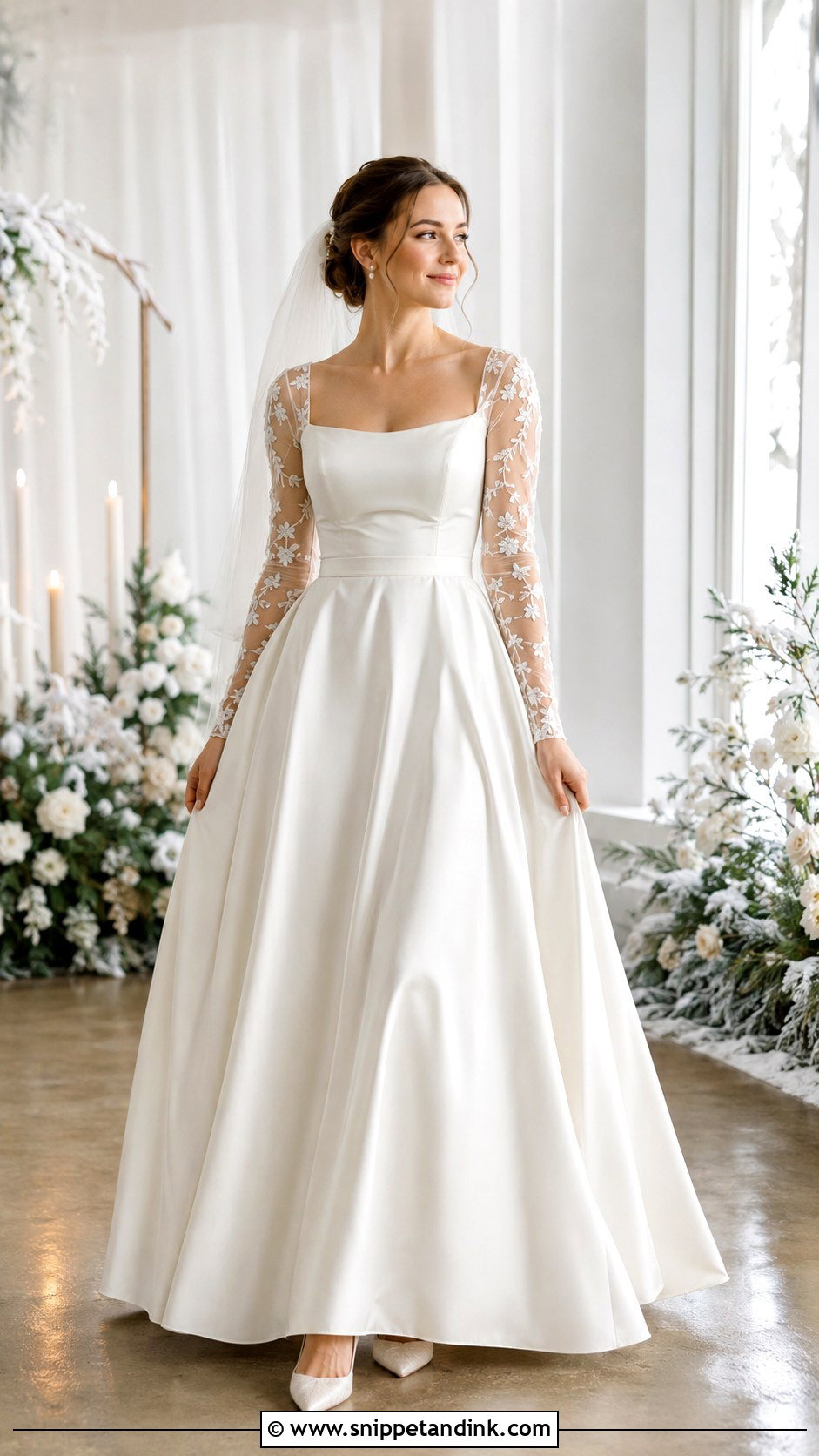 Winter Bridal Dress With Sheer Sleeves - Snippet and Ink - 25 Winter Bridal Dress Ideas