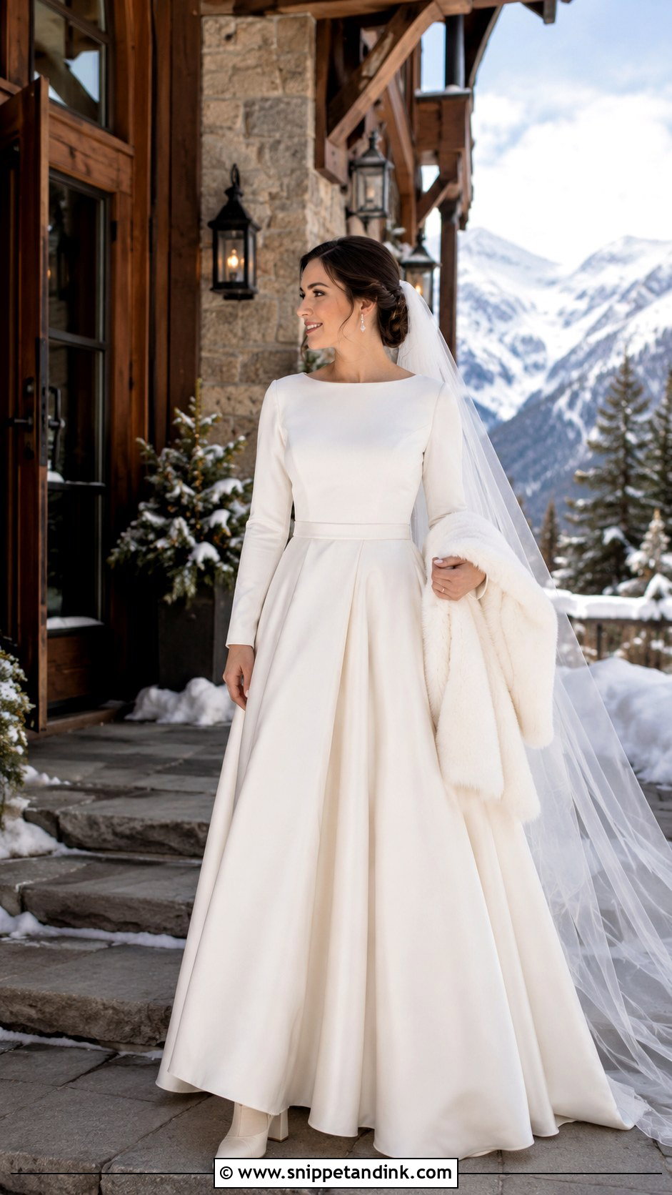 Winter Bridal Dress With Velvet Sleeves - Snippet and Ink - 20 Bridal Dresses with Sleeves