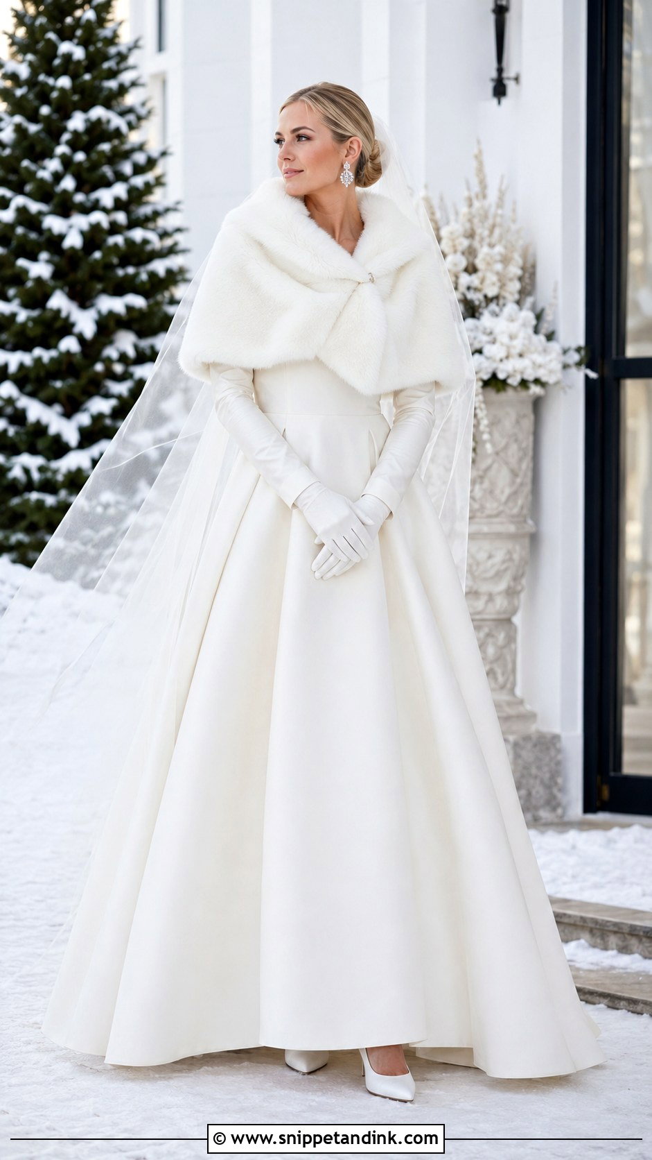 Winter Bridal Gown With Faux Fur Wrap - Snippet and Ink - 20 Bridal Clothes Ideas