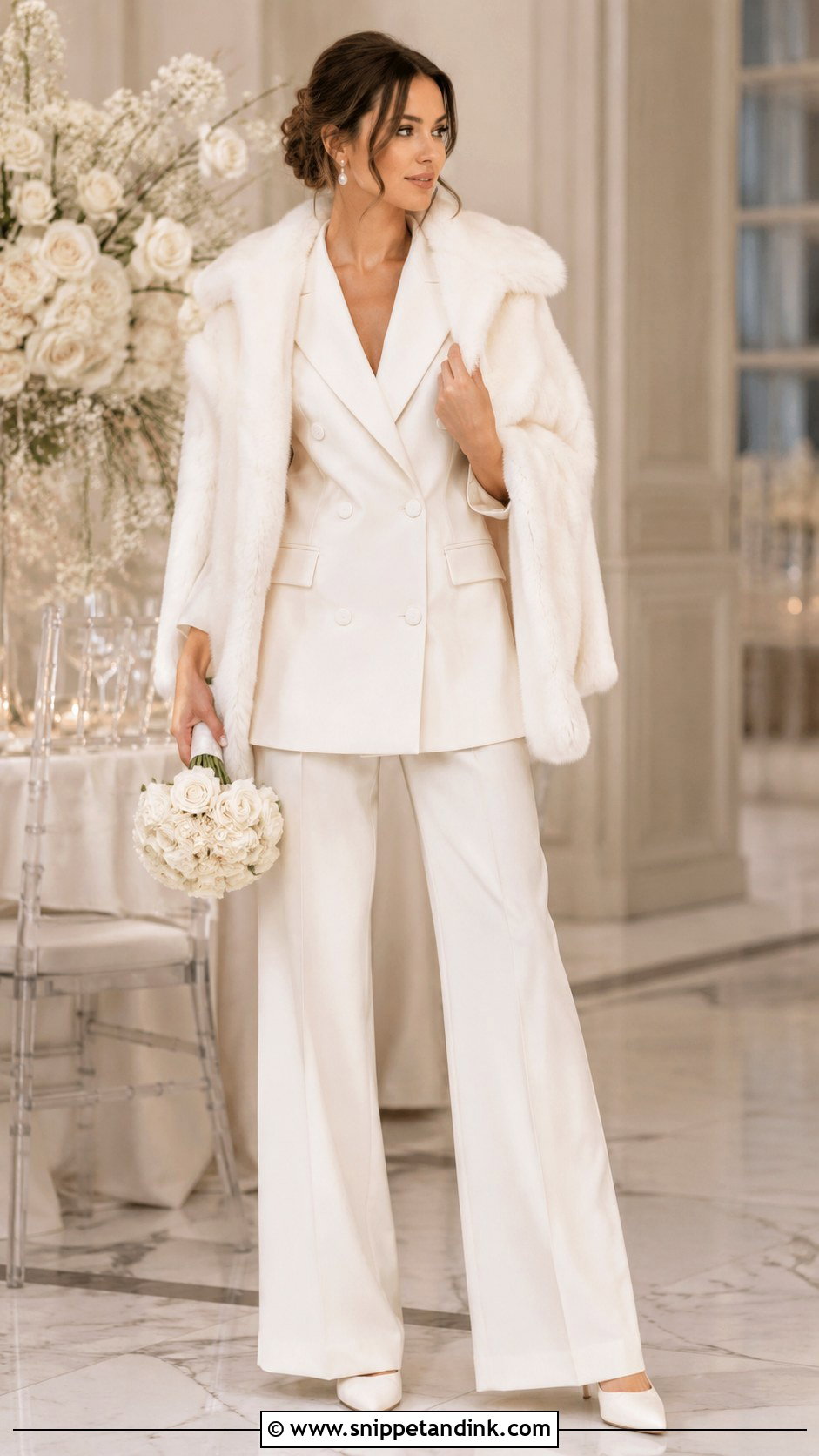 Winter Bridal Pantsuit - Snippet and Ink - 25 Bridal Pantsuit Ideas