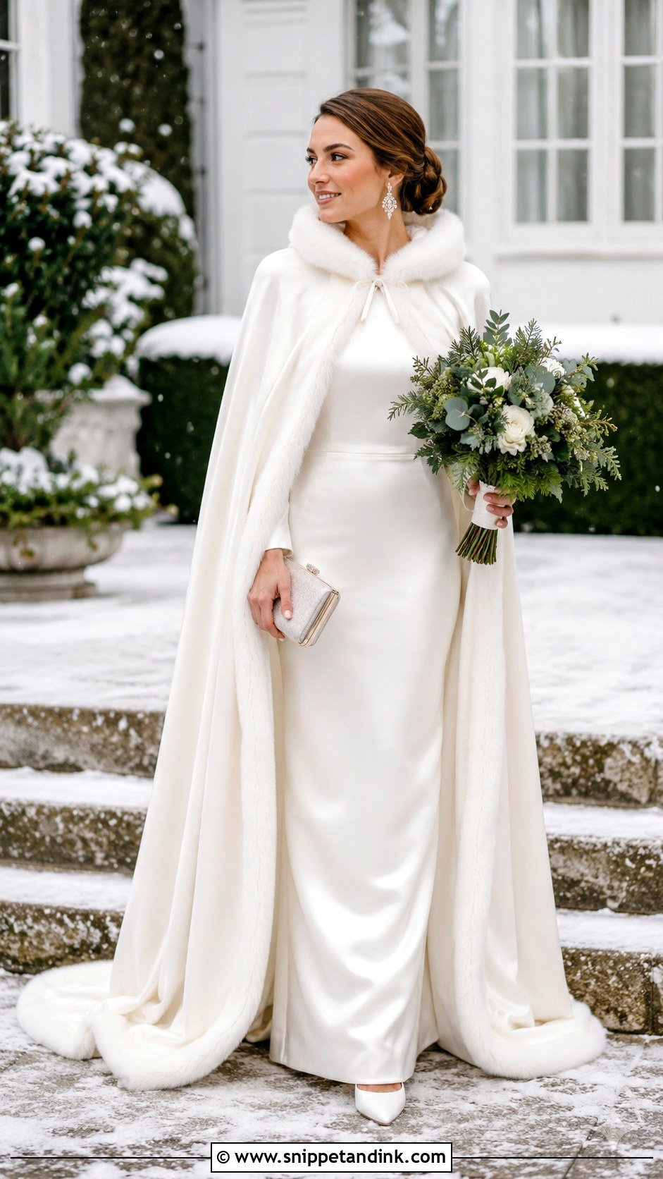 Winter Cape Bridal Wedding Outfit - Snippet and Ink - 20 Brides Wedding Outfits
