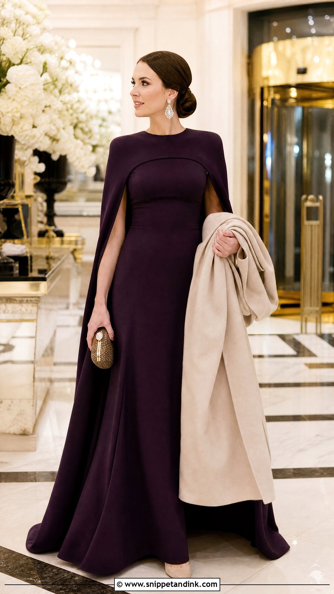 Winter Cape Dress Wedding Outfit - Snippet and Ink - 20 Wedding Outfit Aesthetic Ideas