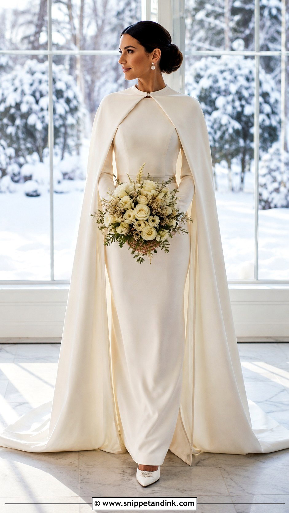 Winter Cape Wedding Dress - Snippet and Ink - 30 Cape Wedding Dress Ideas