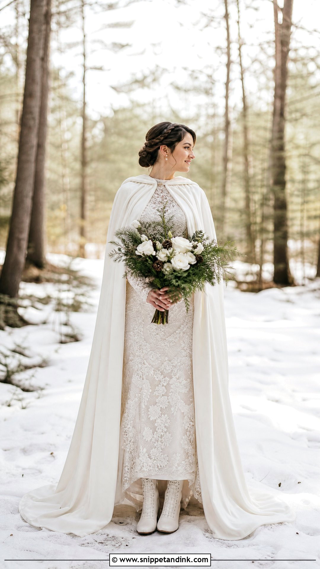 Winter Cape Woodland Wedding Dress - Snippet and Ink - 25 Woodland Wedding Dress Ideas