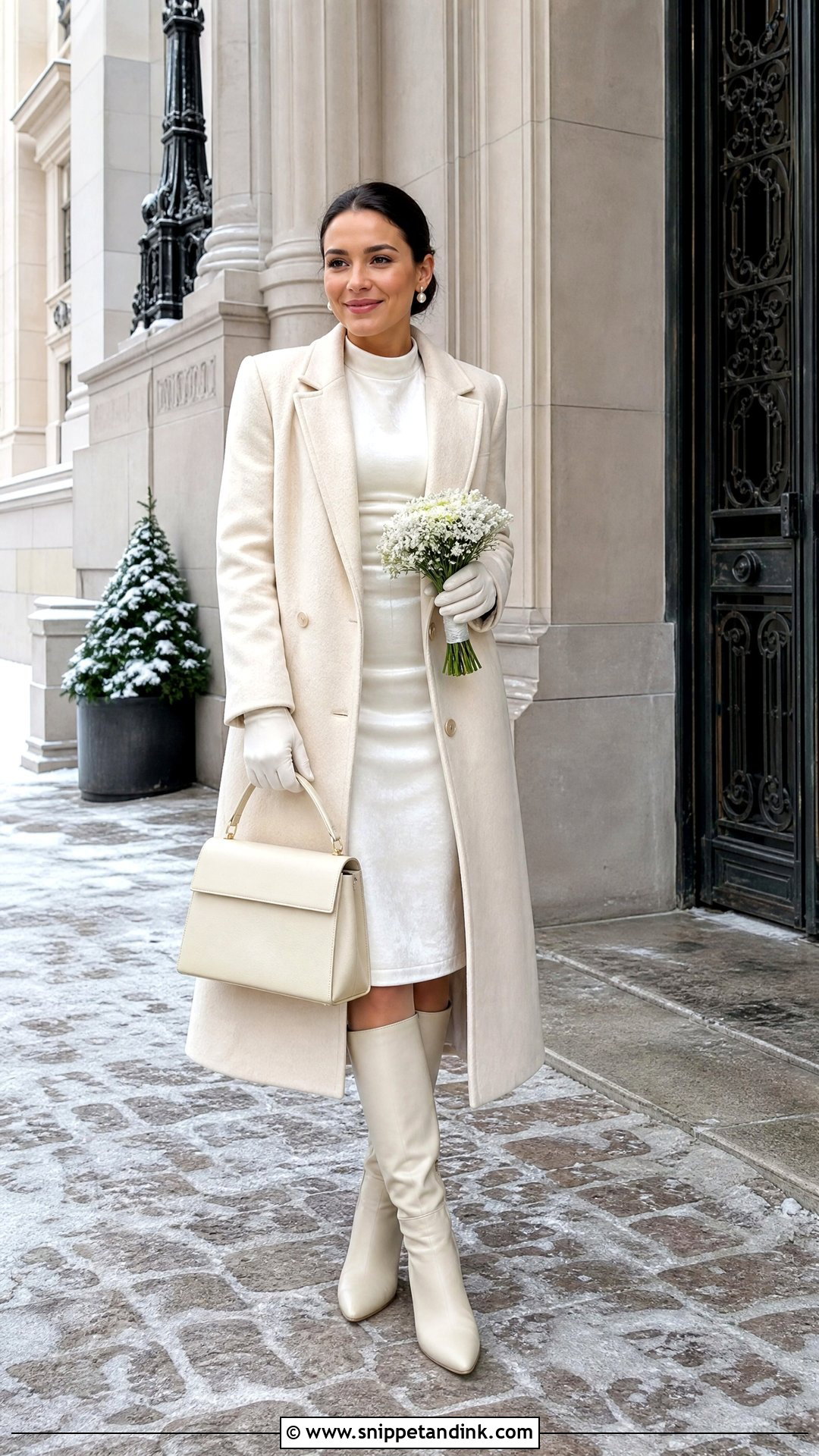 Winter Coat And Midi Registry Wedding Outfit - Snippet and Ink - 20 Registry Wedding Outfit Ideas
