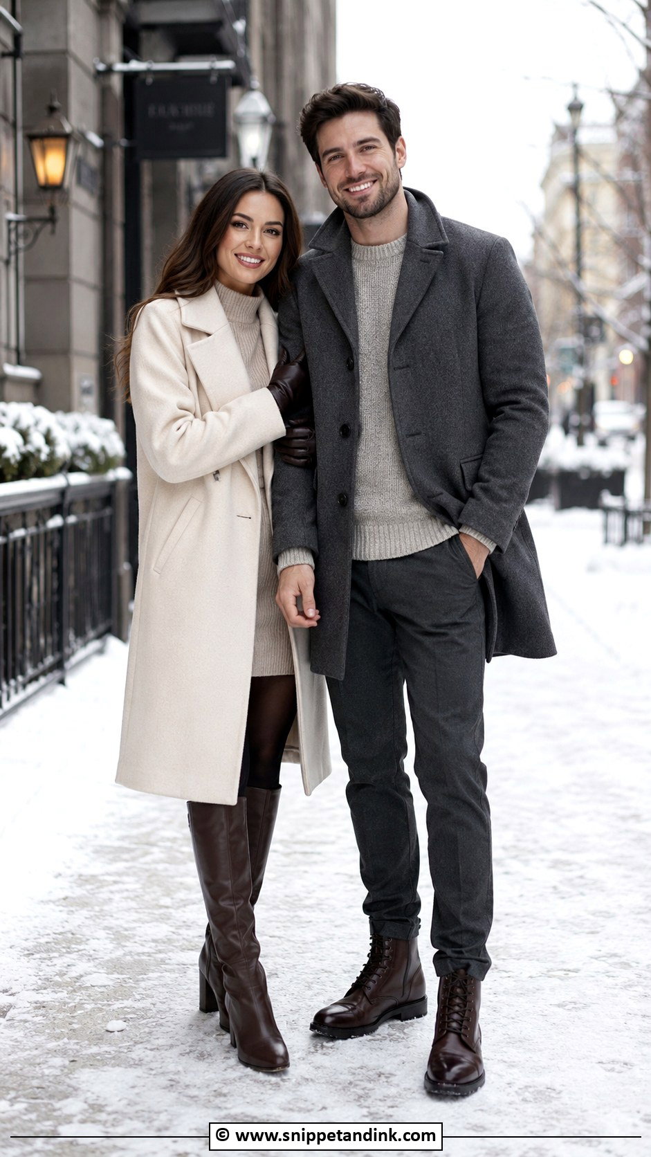 Winter Coat Couples Photoshoot Outfit - Snippet and Ink - 30 Couples Photoshoot Outfits