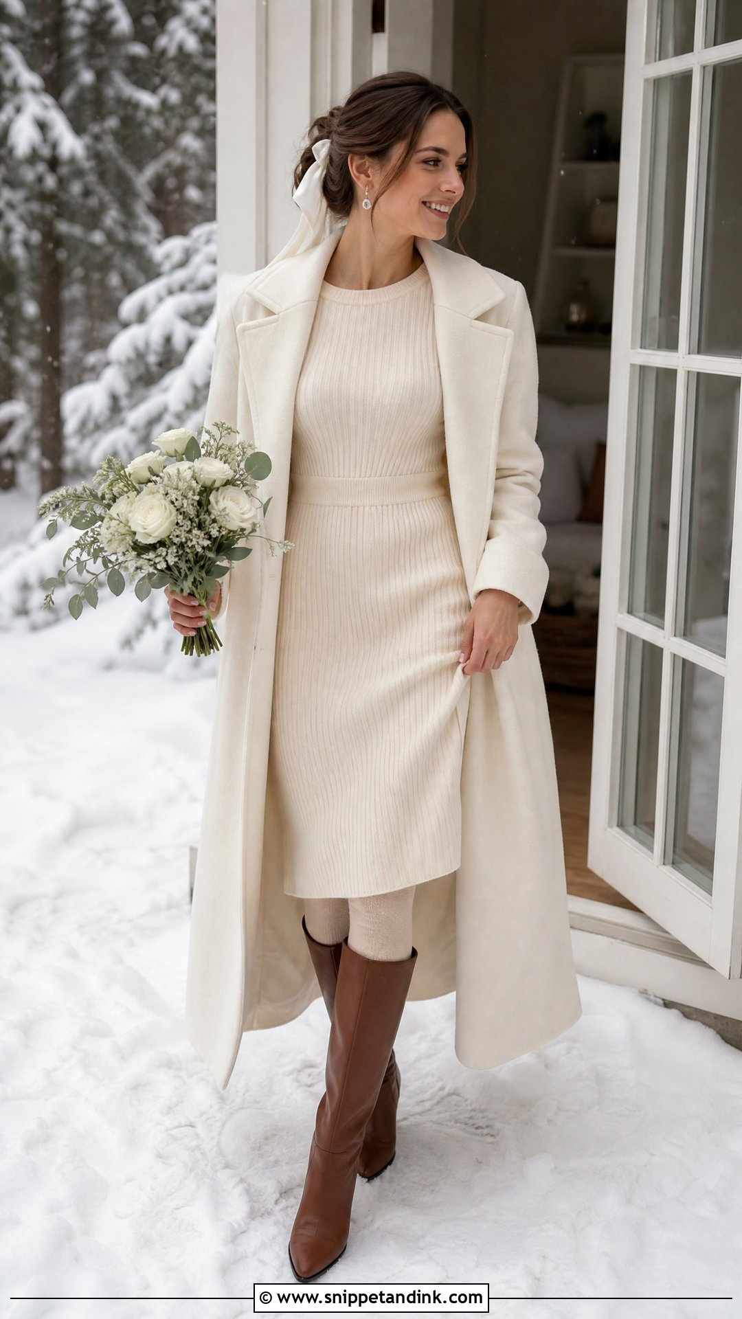 Winter Elopement Sweater Dress Outfit - Snippet and Ink - 20 Winter Elopement Outfit Ideas