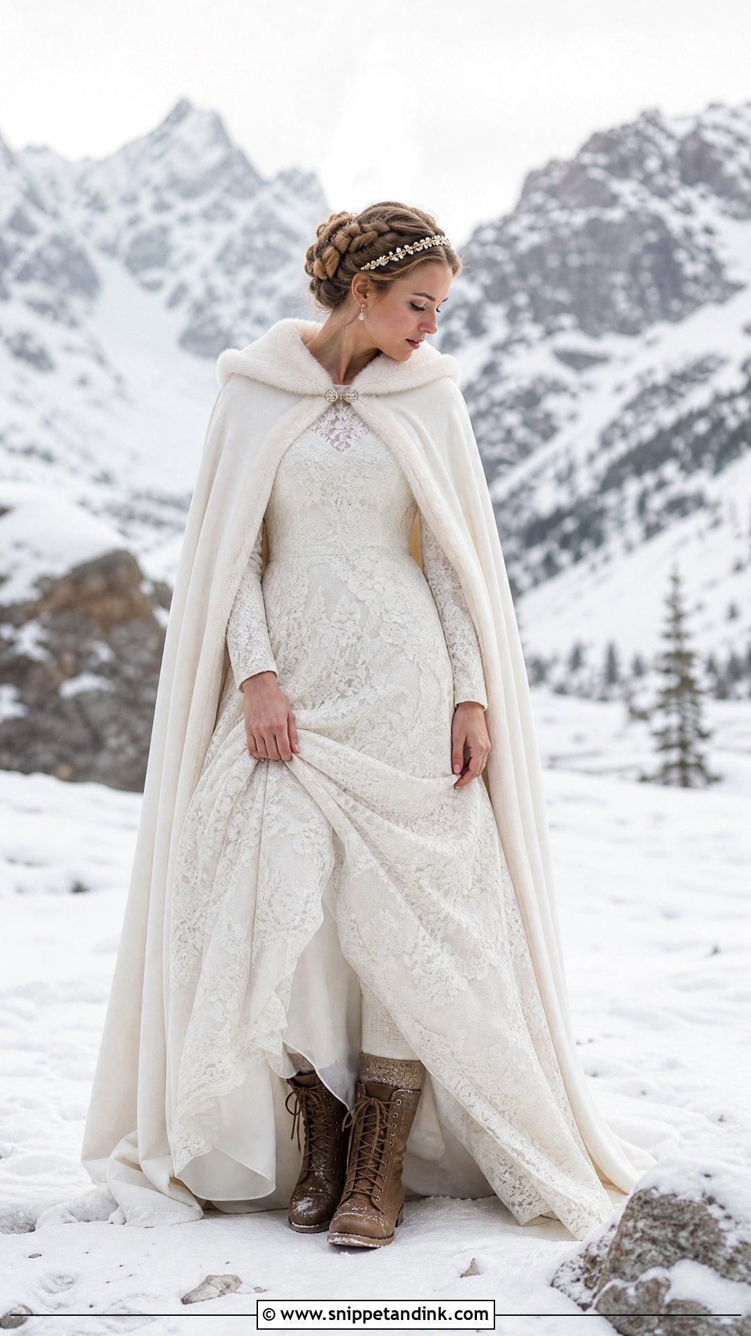 Winter Elopement Wedding Dress With Boots - Snippet and Ink - 20 Warm Wedding Dress Ideas