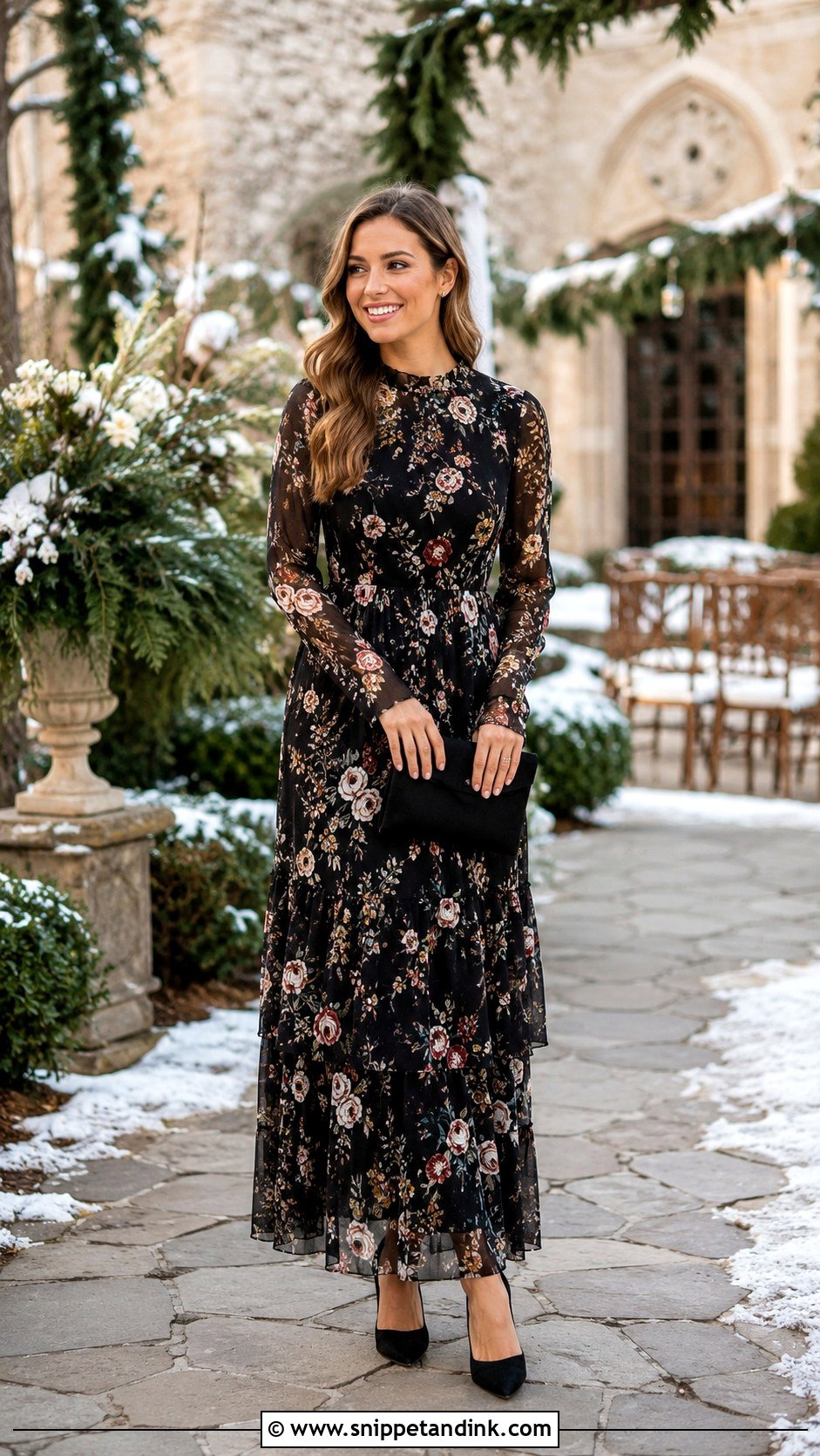 Winter Floral Wedding Guest Dress - Snippet and Ink - 25 November Wedding Dress Ideas