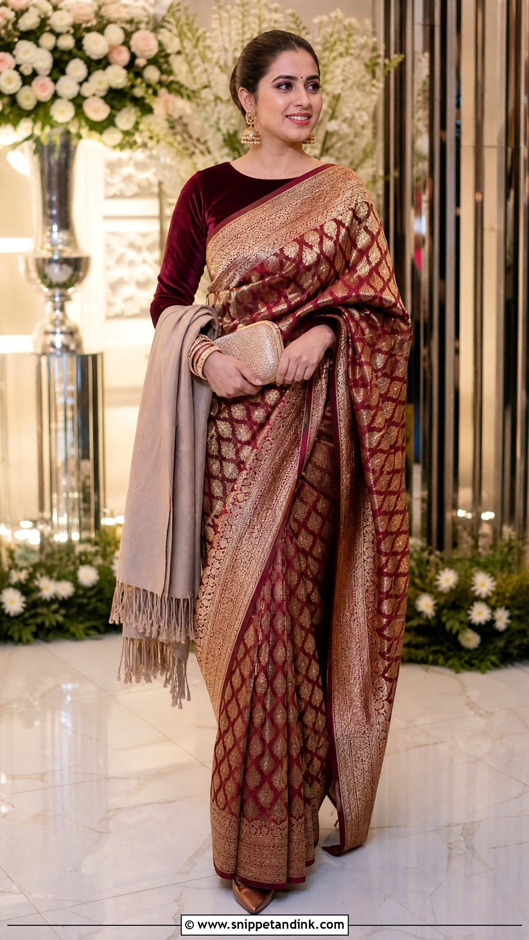Winter Indian Wedding Banarasi Silk Saree Outfit - Snippet and Ink - 20 Winter Indian Wedding Outfits
