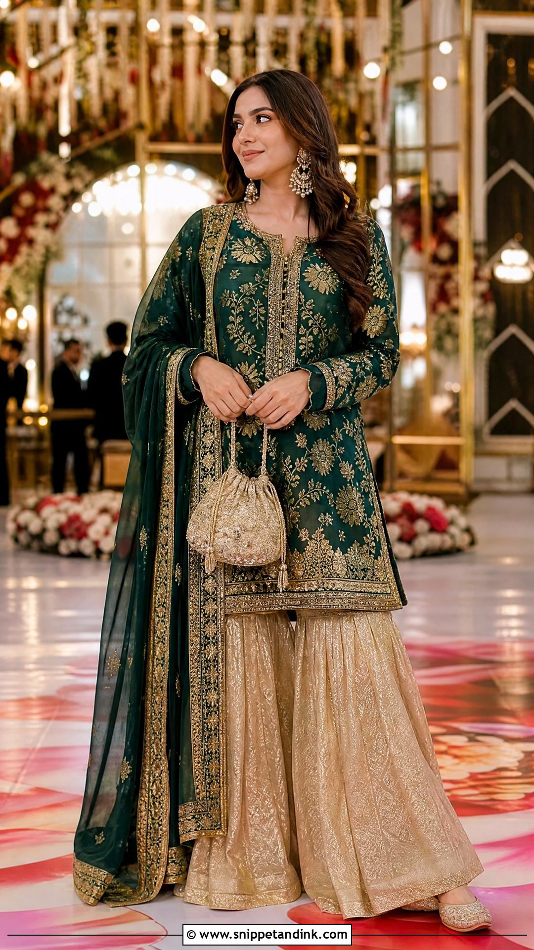Winter Indian Wedding Brocade Sharara Outfit - Snippet and Ink - 20 Winter Indian Wedding Outfits