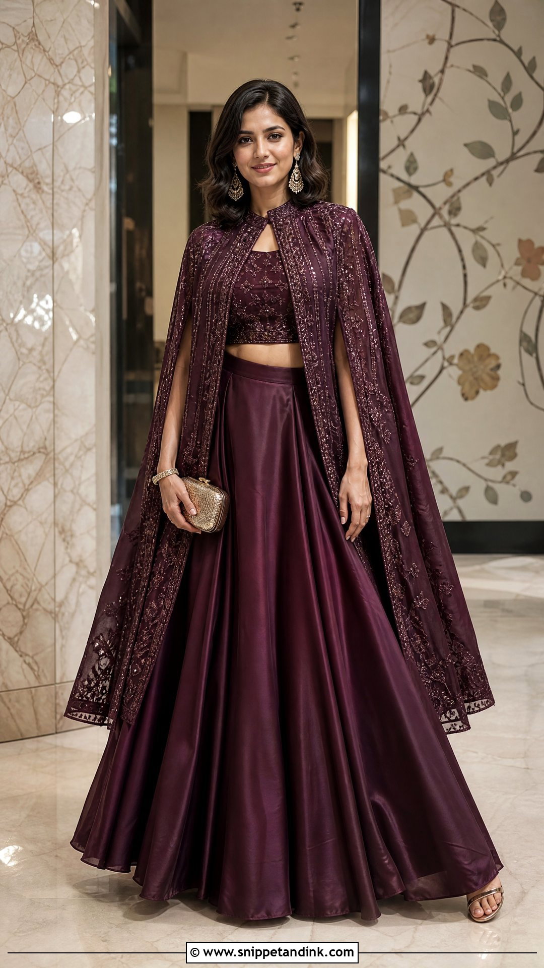 Winter Indian Wedding Cape Lehenga Outfit - Snippet and Ink - 20 Winter Indian Wedding Outfits
