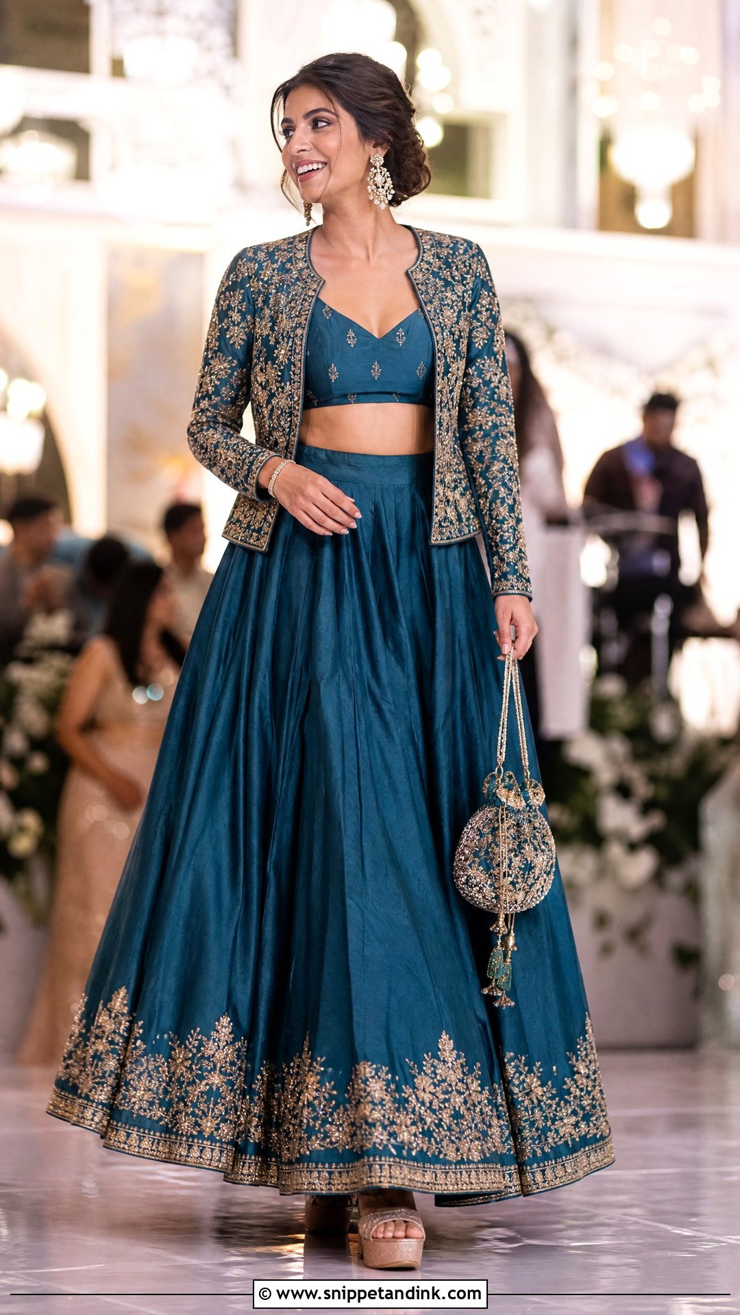 Winter Indian Wedding Cropped Jacket Lehenga Outfit - Snippet and Ink - 20 Winter Indian Wedding Outfits