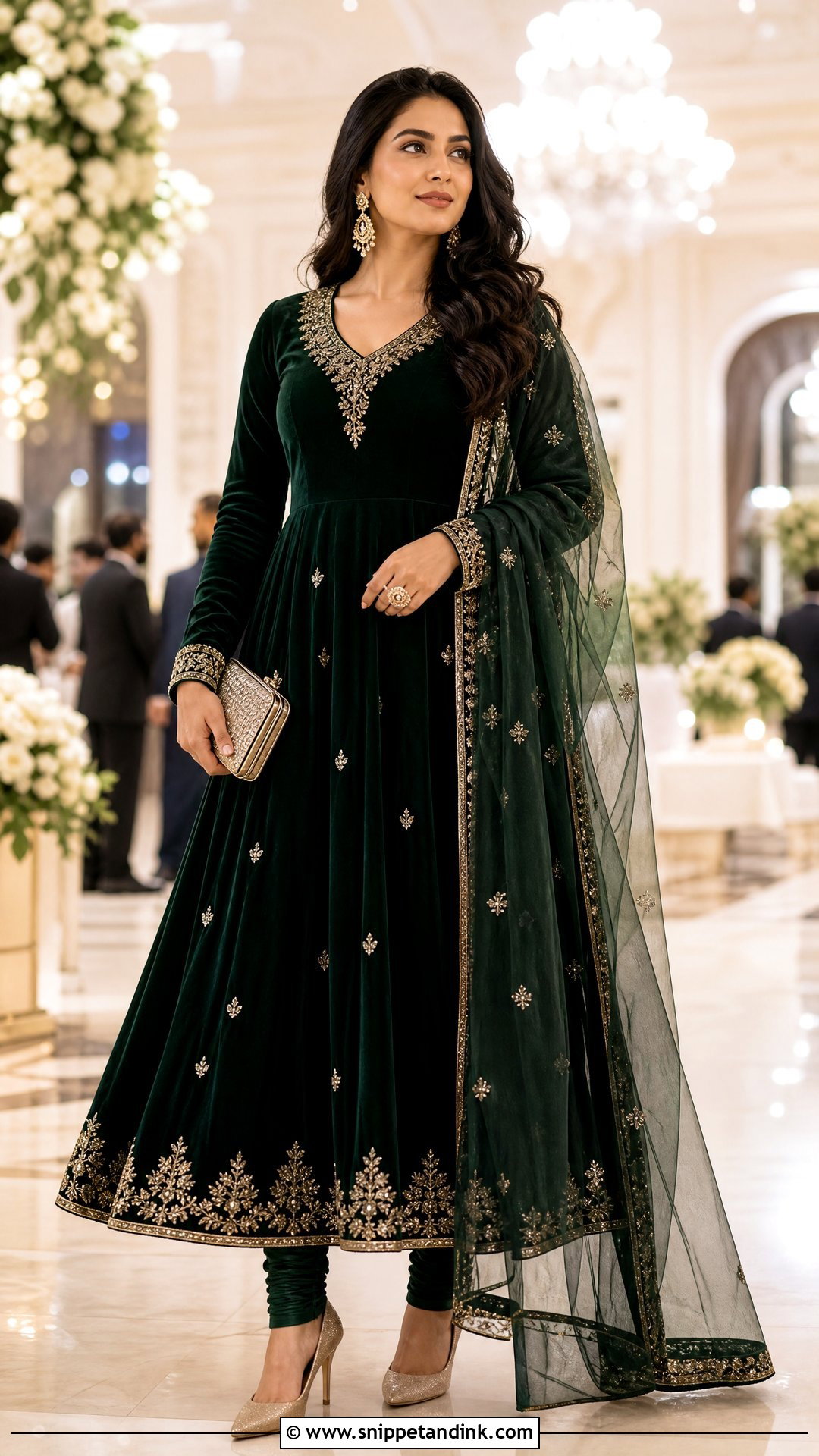 Winter Indian Wedding Velvet Anarkali Outfit - Snippet and Ink - 20 Winter Indian Wedding Outfits