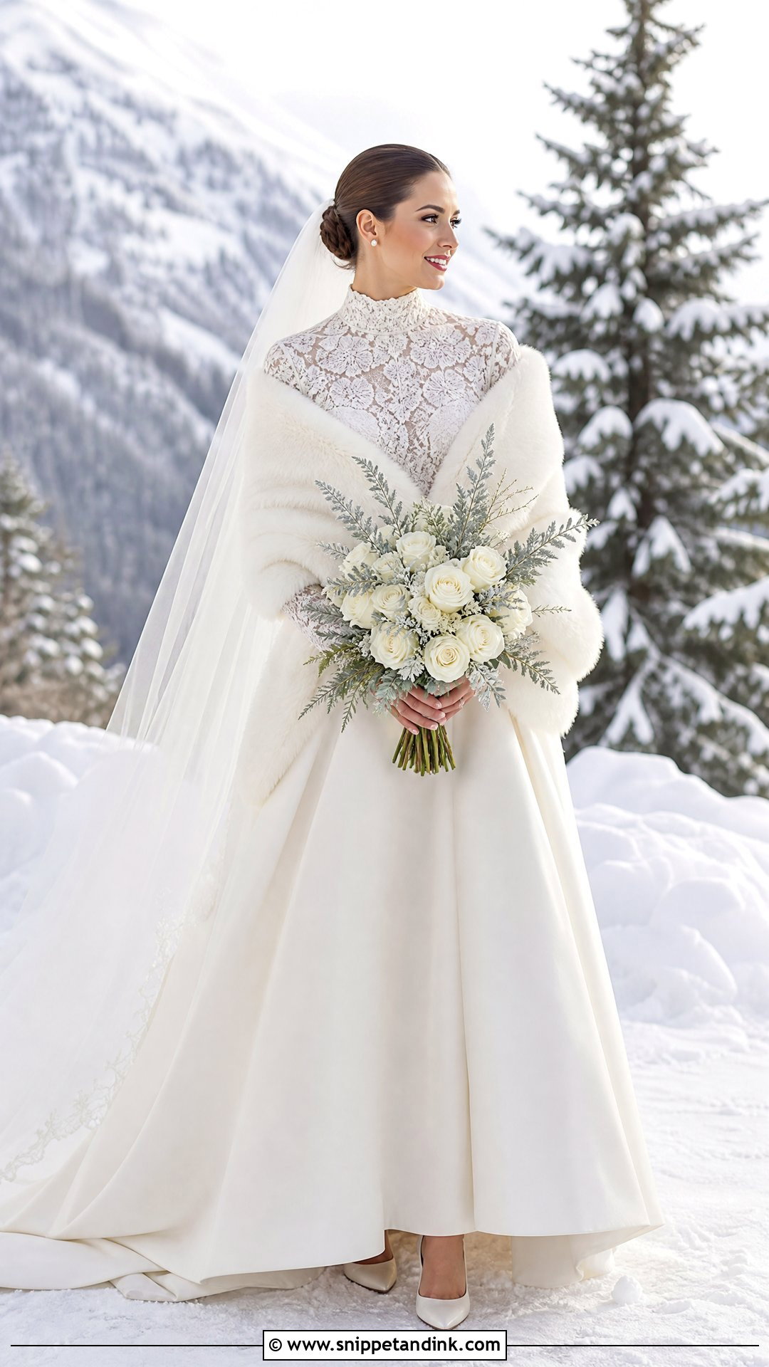 Winter Lace Turtleneck Wedding Dress - Snippet and Ink - 20 Lace Turtleneck Wedding Dress Ideas