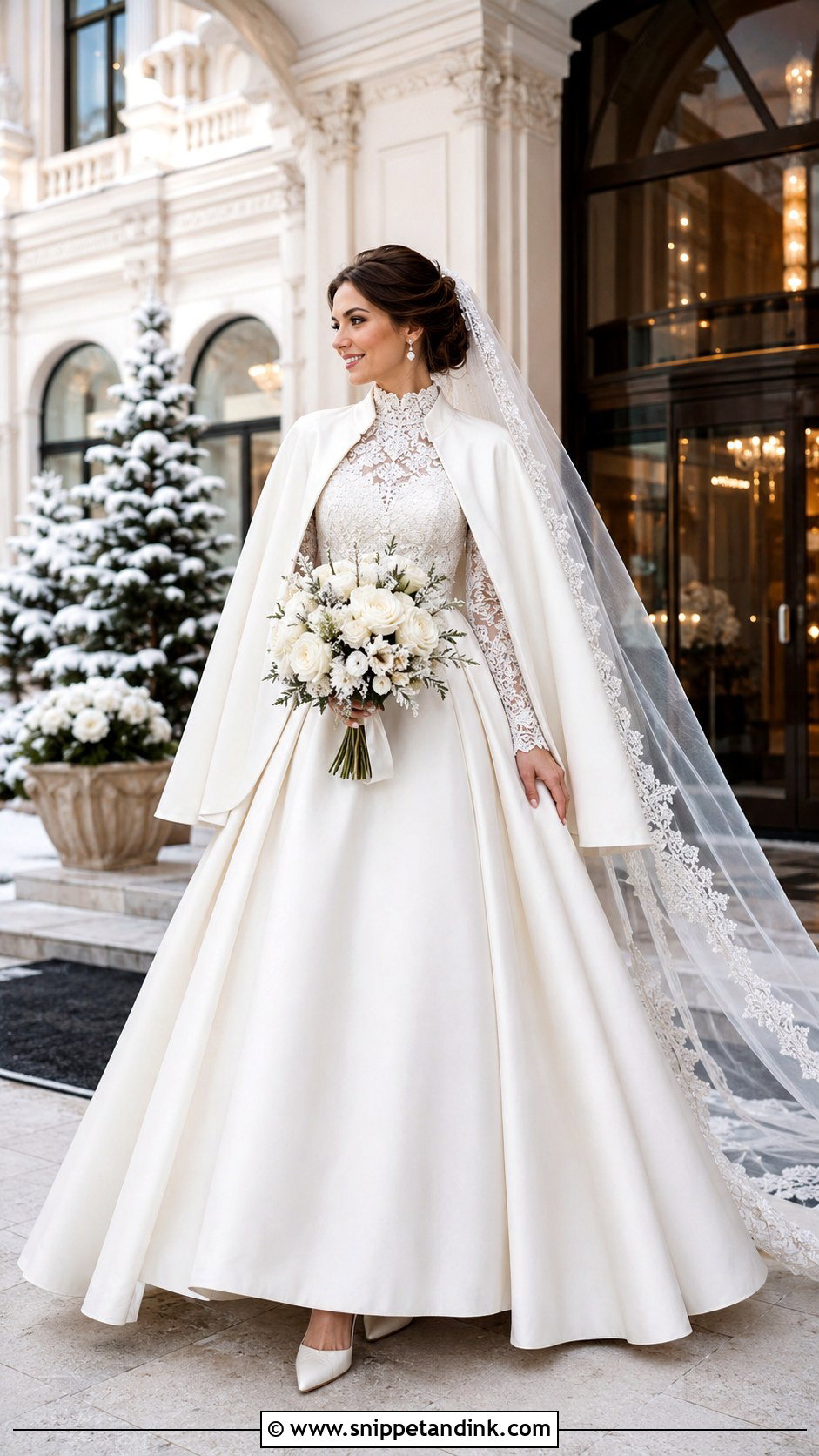 Winter Lace Wedding Dress With Full Skirt - Snippet and Ink - 20 Grace Kelly Inspired Wedding Dress Ideas