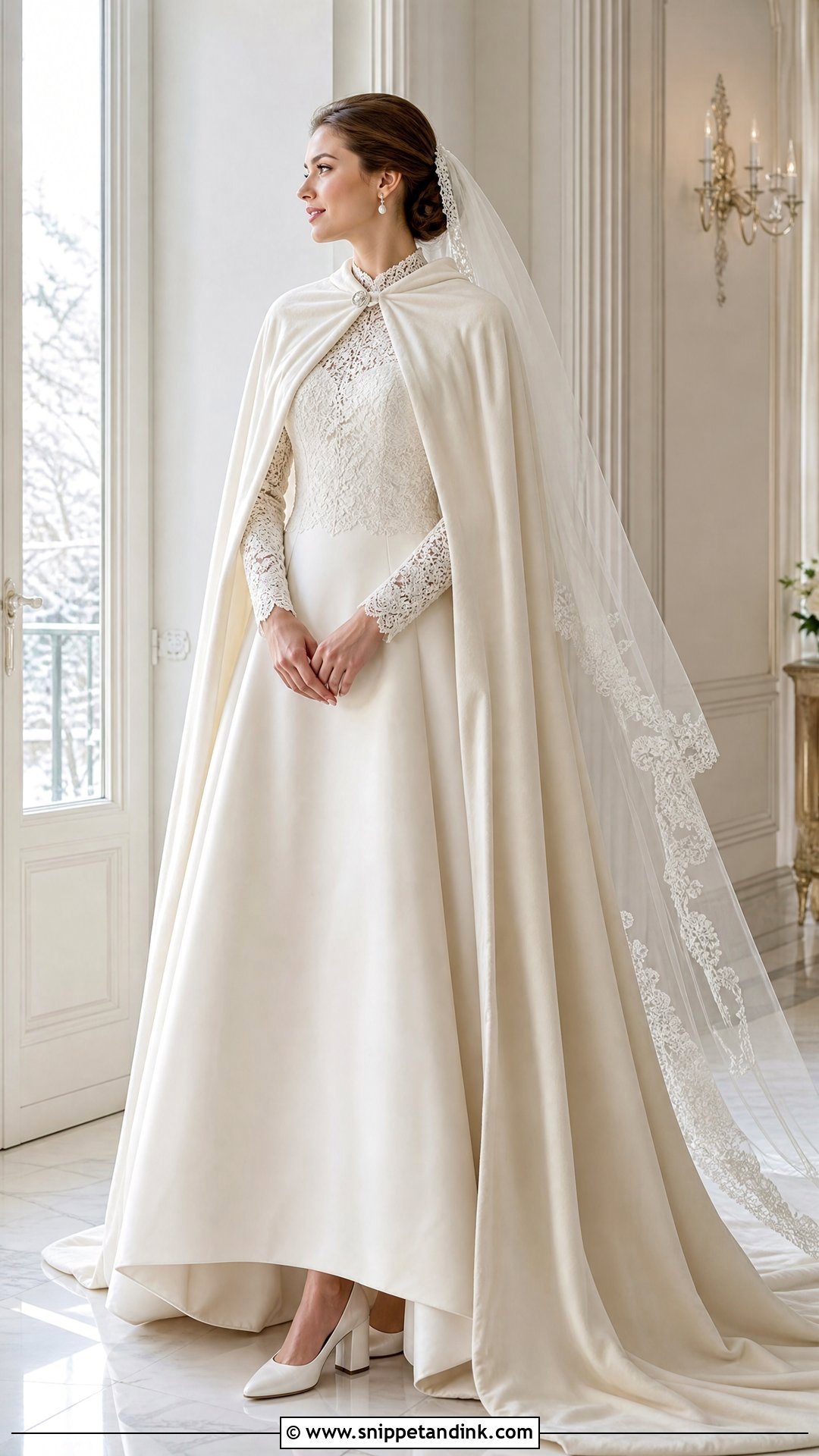 Winter Lace Wedding Dress With Velvet Accessories - Snippet and Ink - 20 Vintage Lace Wedding Dress with Sleeves