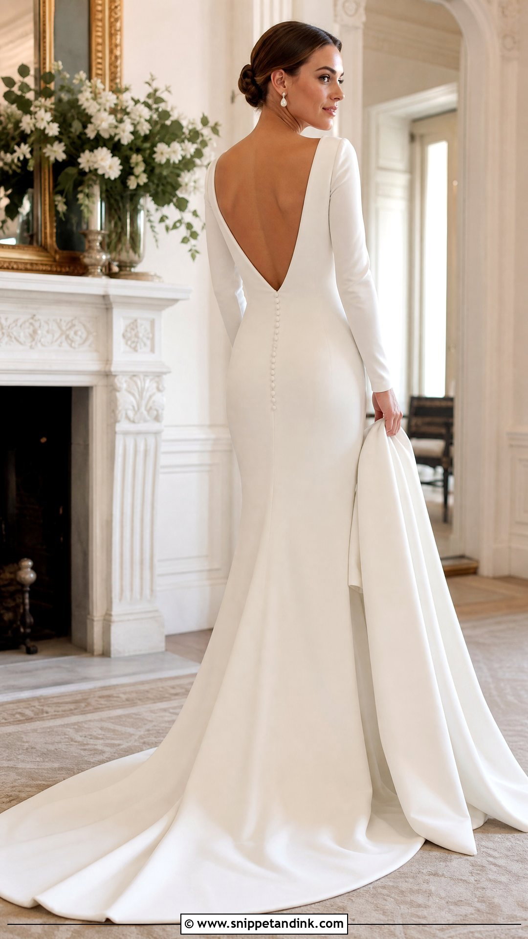Winter Long Sleeve Backless Wedding Dress - Snippet and Ink - 25 Long Sleeve Backless Wedding Dress Ideas