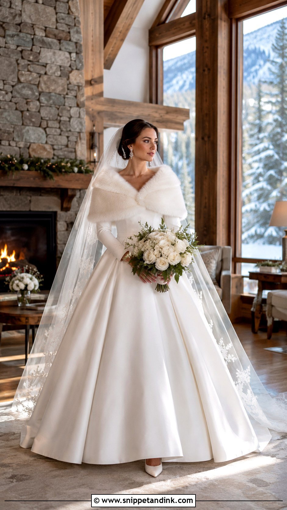 Winter Long Sleeve Basque Waist Wedding Dress - Snippet and Ink - 20 Long Sleeve Basque Waist Wedding Dress Ideas