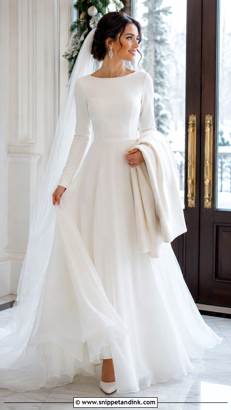 Winter Long Sleeve Flowy Wedding Dress - Snippet and Ink - 20 Long Sleeve Flowy Wedding Dress Ideas