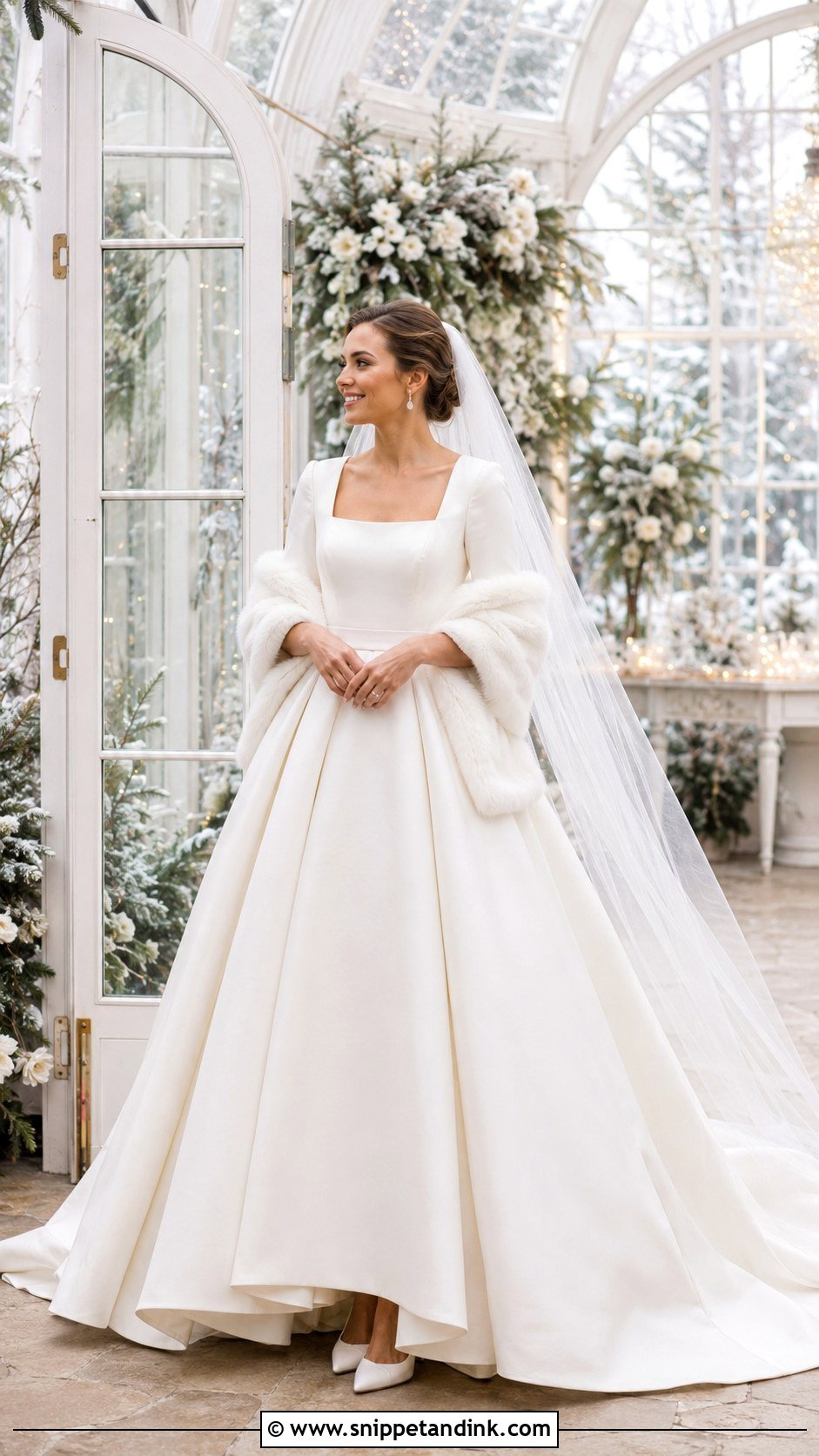 Winter Mikado 34 Sleeve Wedding Dress - Snippet and Ink - 20 34 Sleeve Wedding Dress Ideas