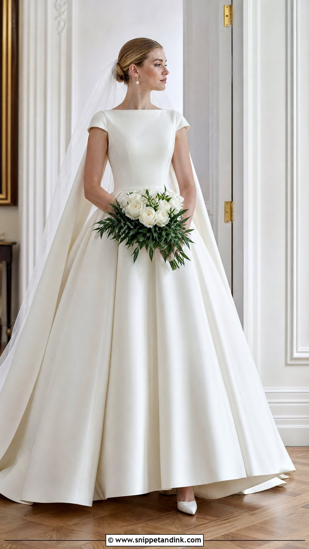 Winter Mikado Cap Sleeve Wedding Dress - Snippet and Ink - 20 Wedding Dresses Cap Sleeves