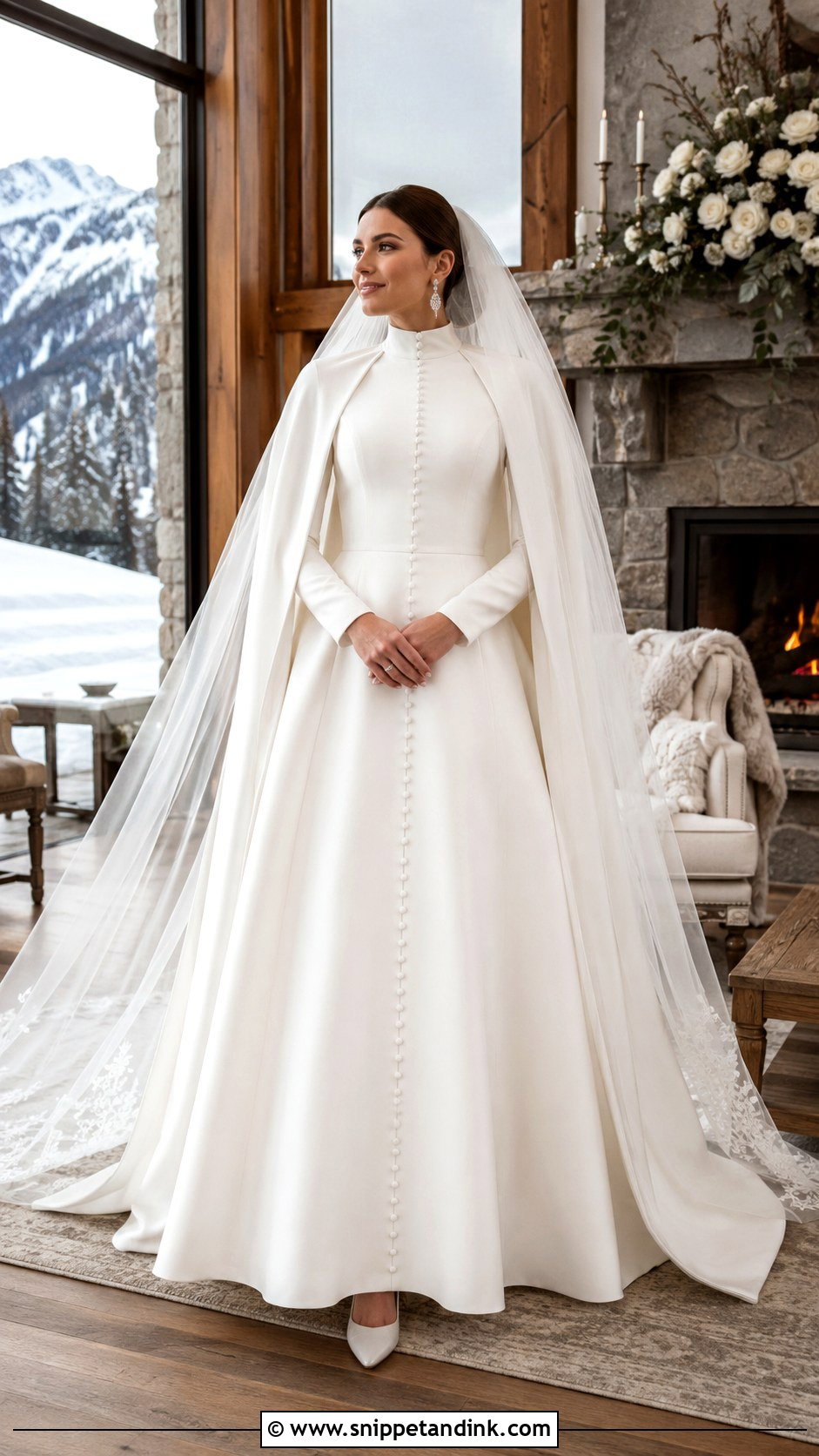 Winter Mock Neck Wedding Dress - Snippet and Ink - 20 Mock Neck Wedding Dress Ideas