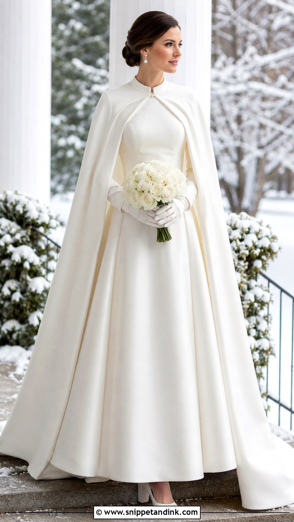 Winter Modest Wedding Dress With Full Bridal Cape - Snippet and Ink - 20 Modest Simple Wedding Dress Ideas