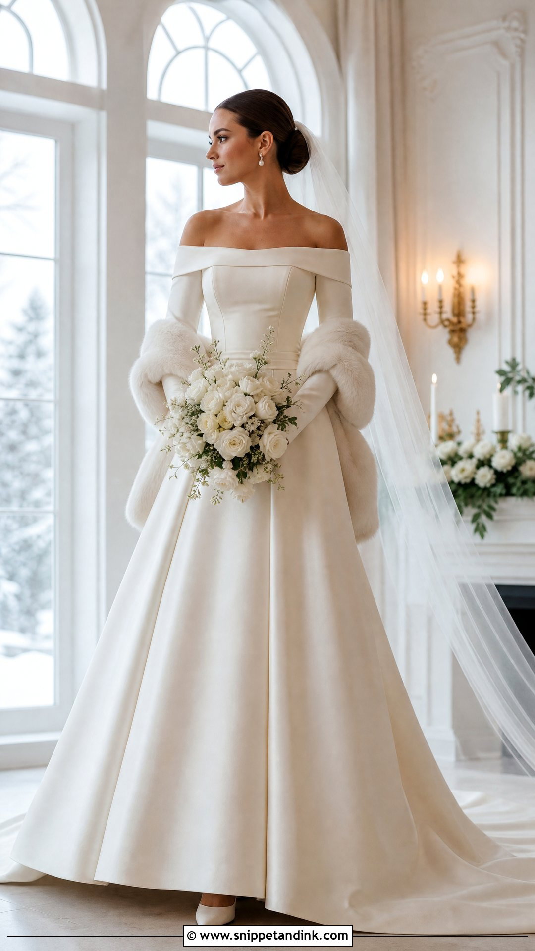 Winter Off the Shoulder Wedding Dress - Snippet and Ink - 20 Simple Long Wedding Dress with Off the Shoulder Sleeves