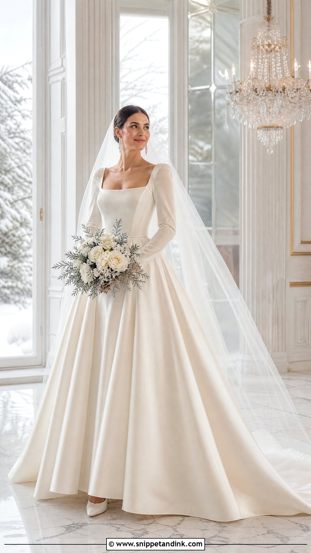Winter Princess Wedding Dress With Velvet Sleeves - Snippet and Ink - 20 Princess Wedding Dresses Long Sleeve