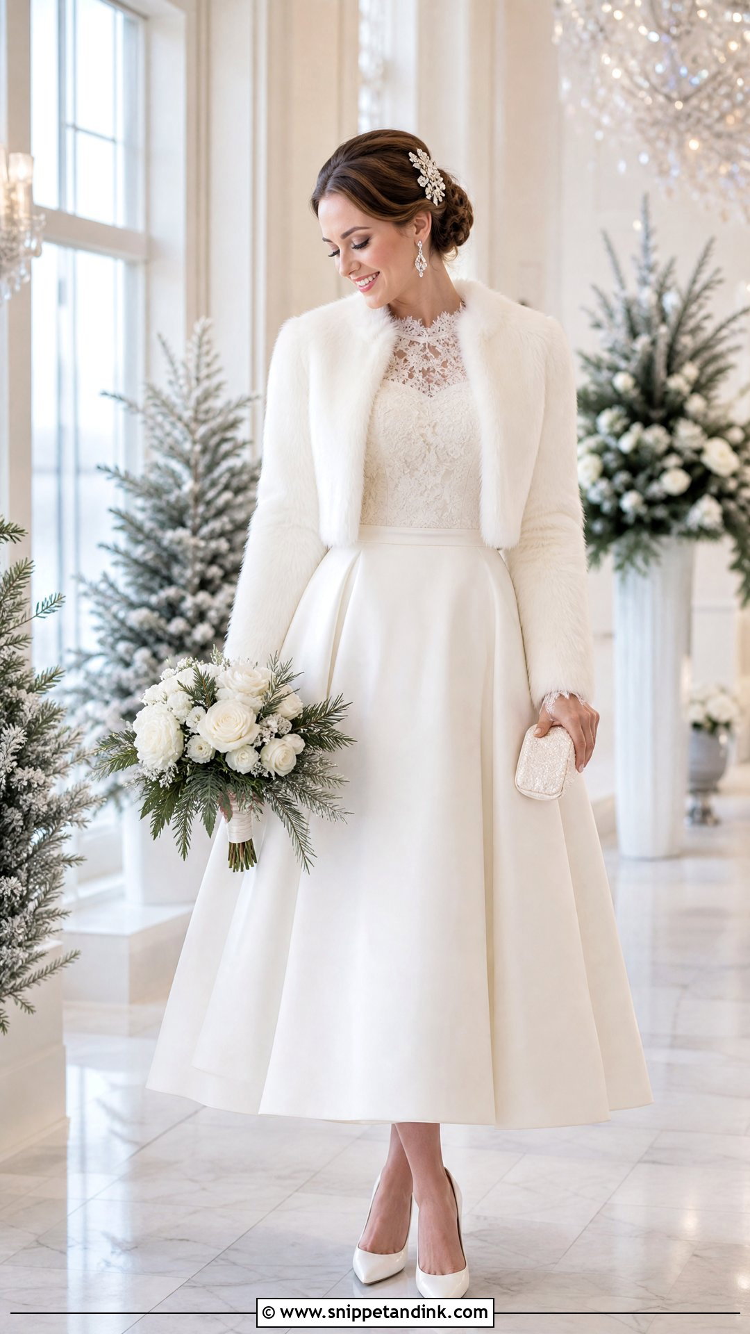 Winter Tea Length Wedding Dress with Sleeves - Snippet and Ink - 20 Tea Length Wedding Dress with Sleeves