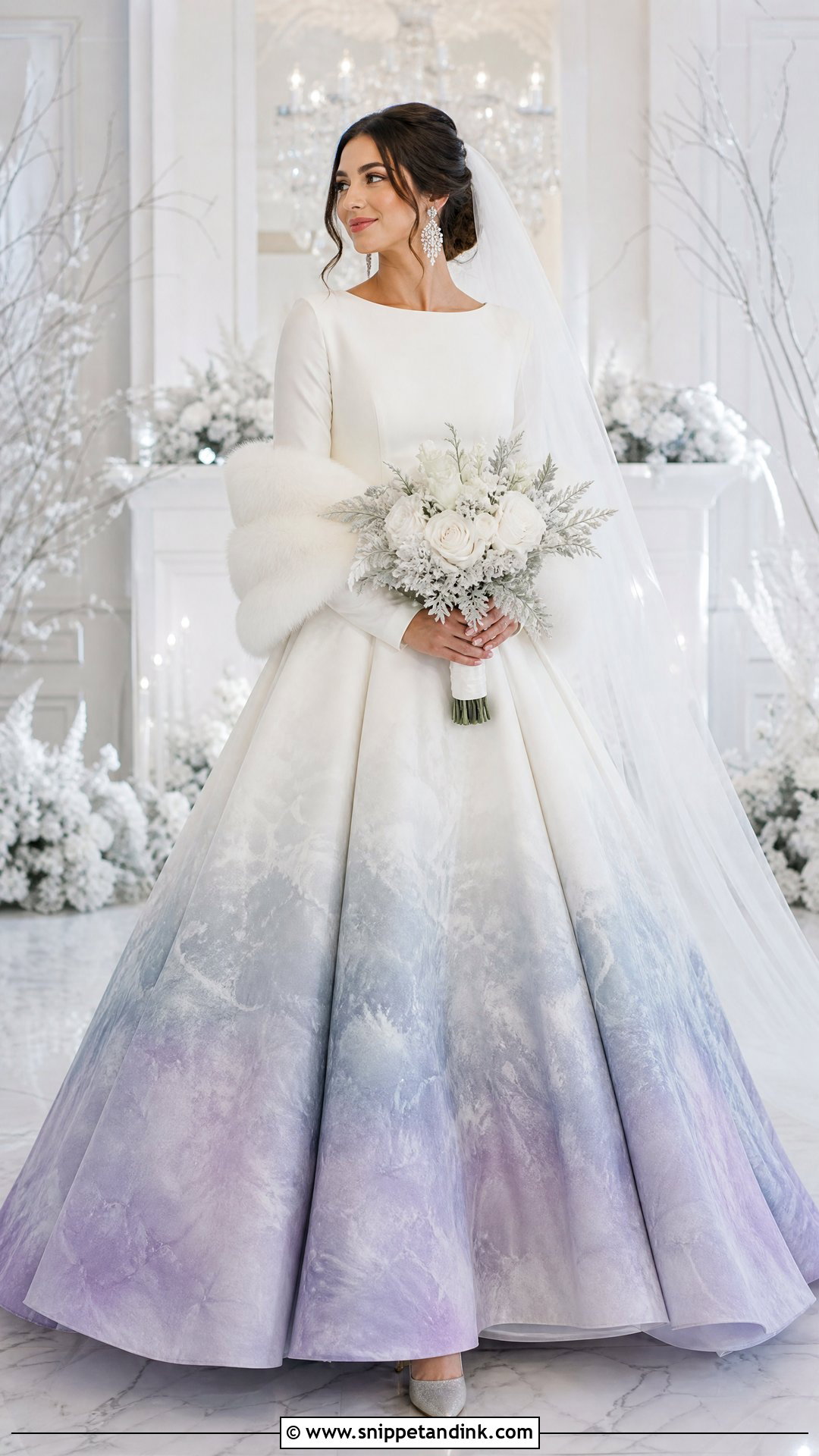 Winter Tie Dye Wedding Dress With Long Sleeves - Snippet and Ink - 20 Tie Dye Wedding Dress Ideas