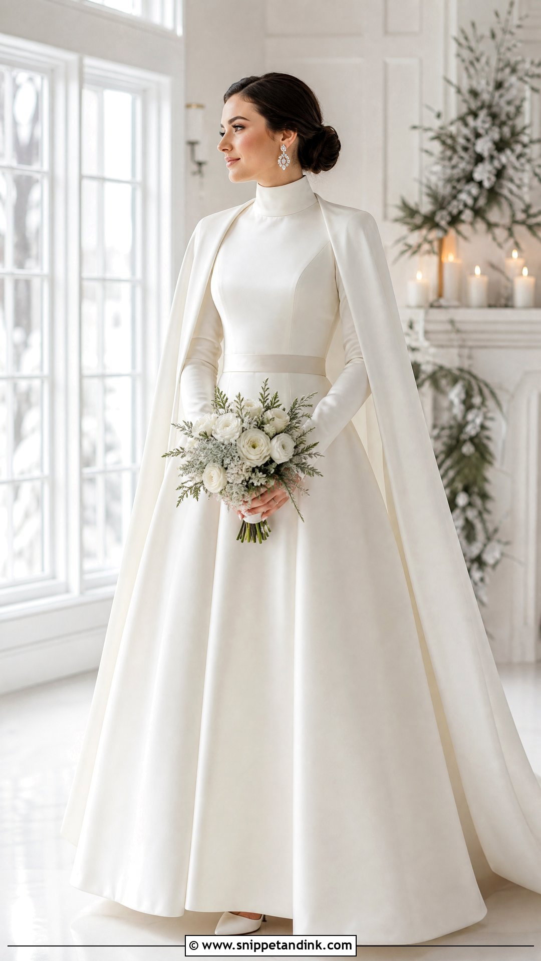 Winter Turtleneck Wedding Dress With Velvet Details - Snippet and Ink - 20 Turtleneck Wedding Dresses