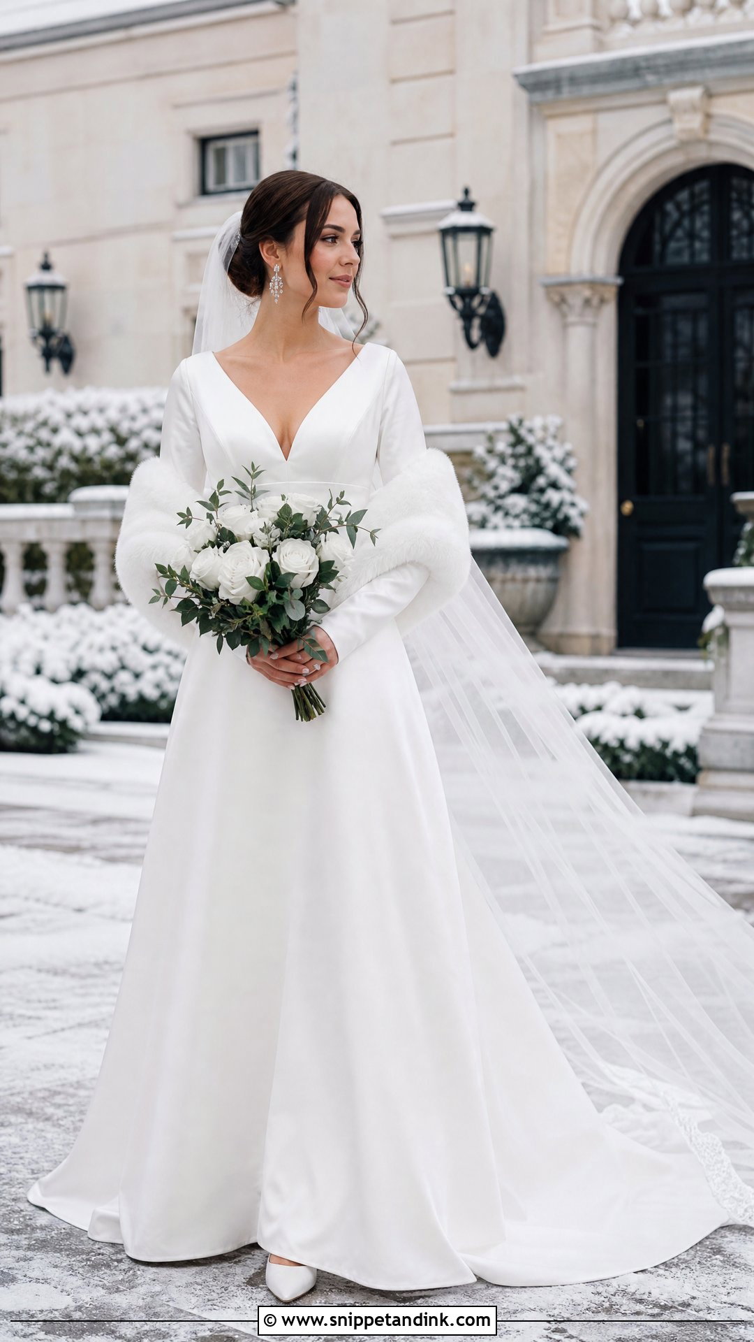 Winter V Neck Wedding Dress - Snippet and Ink - 25 Wedding Dresses V Neck