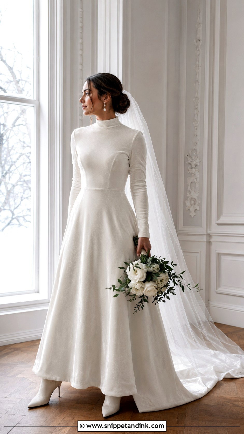 Winter Velvet Closed Wedding Dress - Snippet and Ink - 20 Closed Wedding Dress Ideas