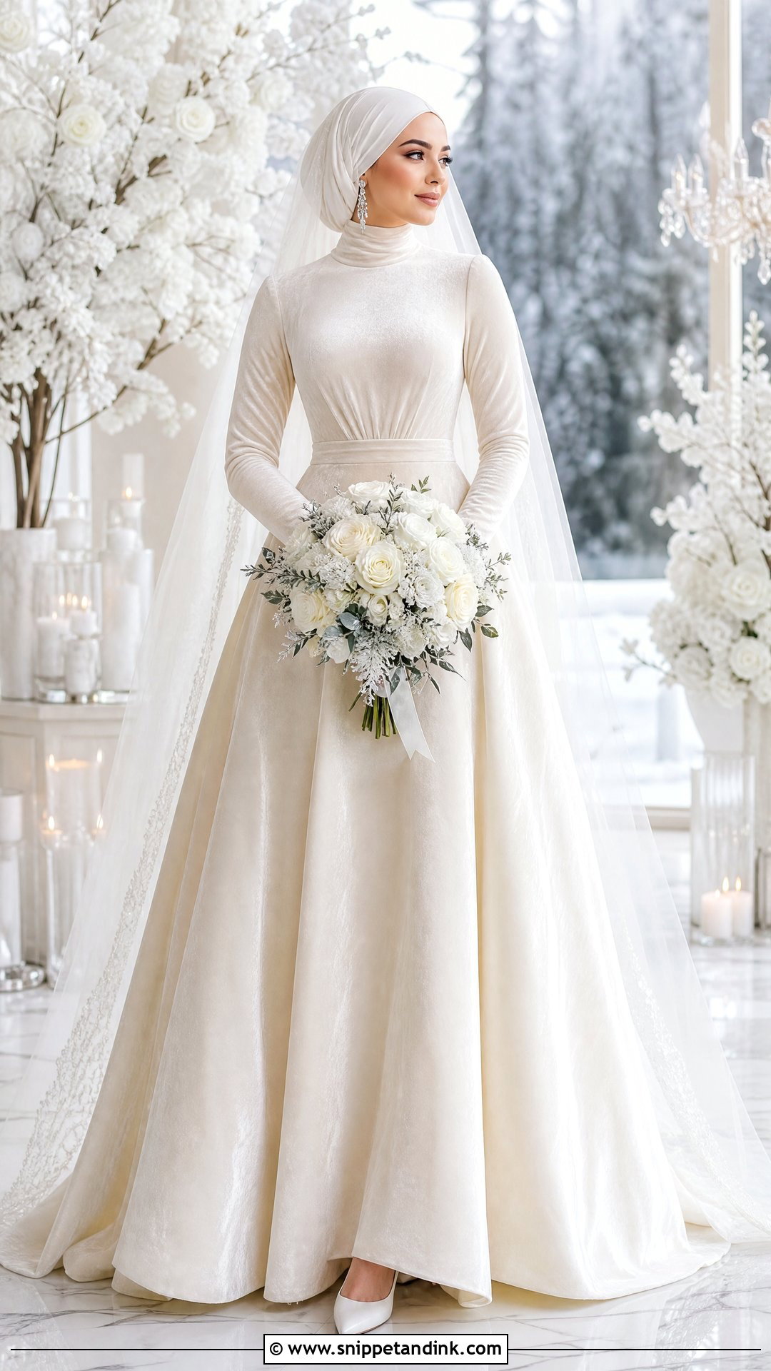 Winter Velvet Hijab Wedding Dress - Snippet and Ink - 20 Wedding Dresses for Hijabi Girl