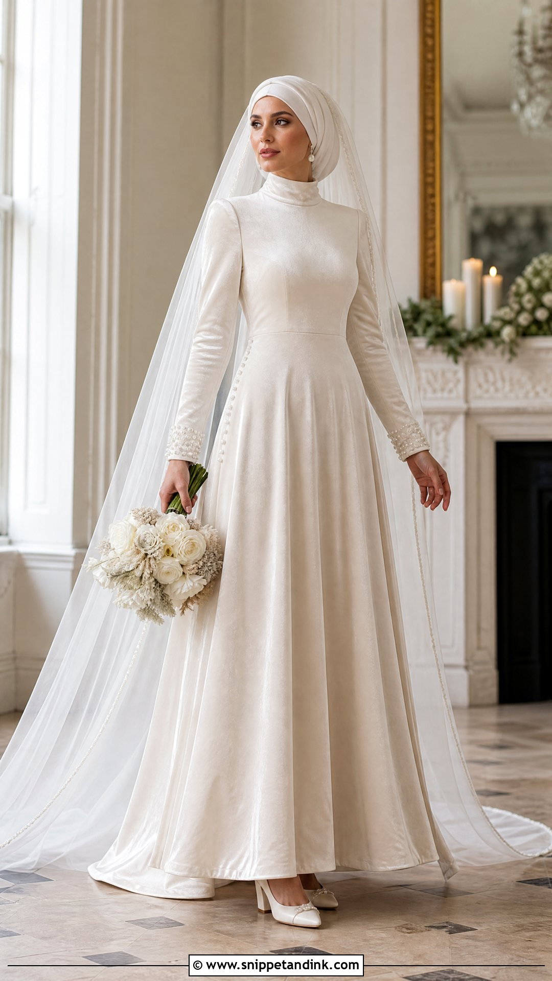 Winter Velvet Hijabi Wedding Gown - Snippet and Ink - 20 Hijabi Wedding Dress Gowns