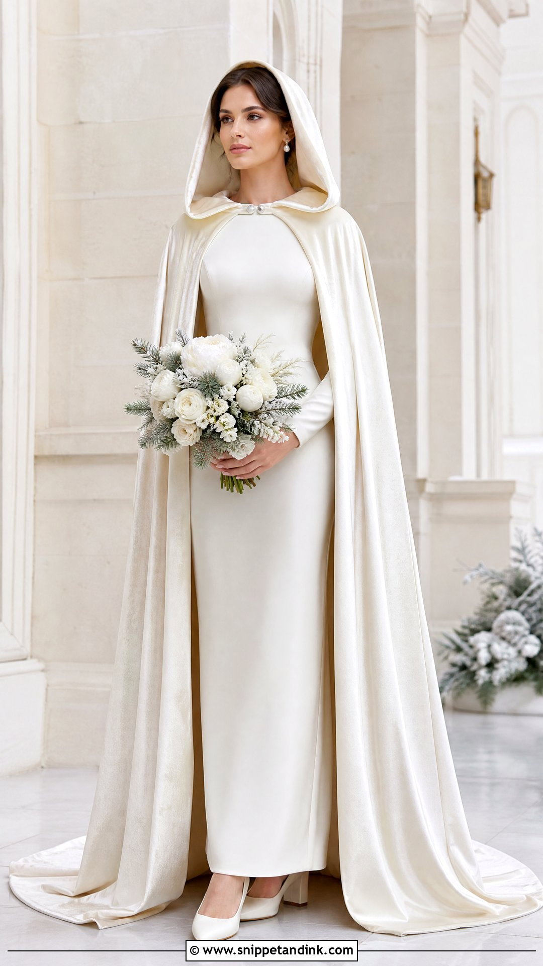 Winter Velvet Hooded Wedding Dress - Snippet and Ink - 20 Hooded Wedding Dress Ideas