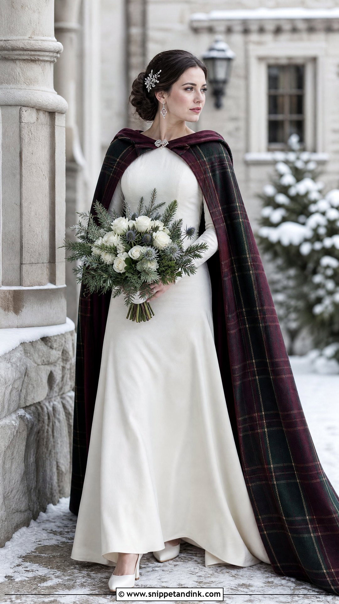 Winter Velvet Scottish Wedding Dress With Tartan - Snippet and Ink - 20 Scottish Wedding Dresses