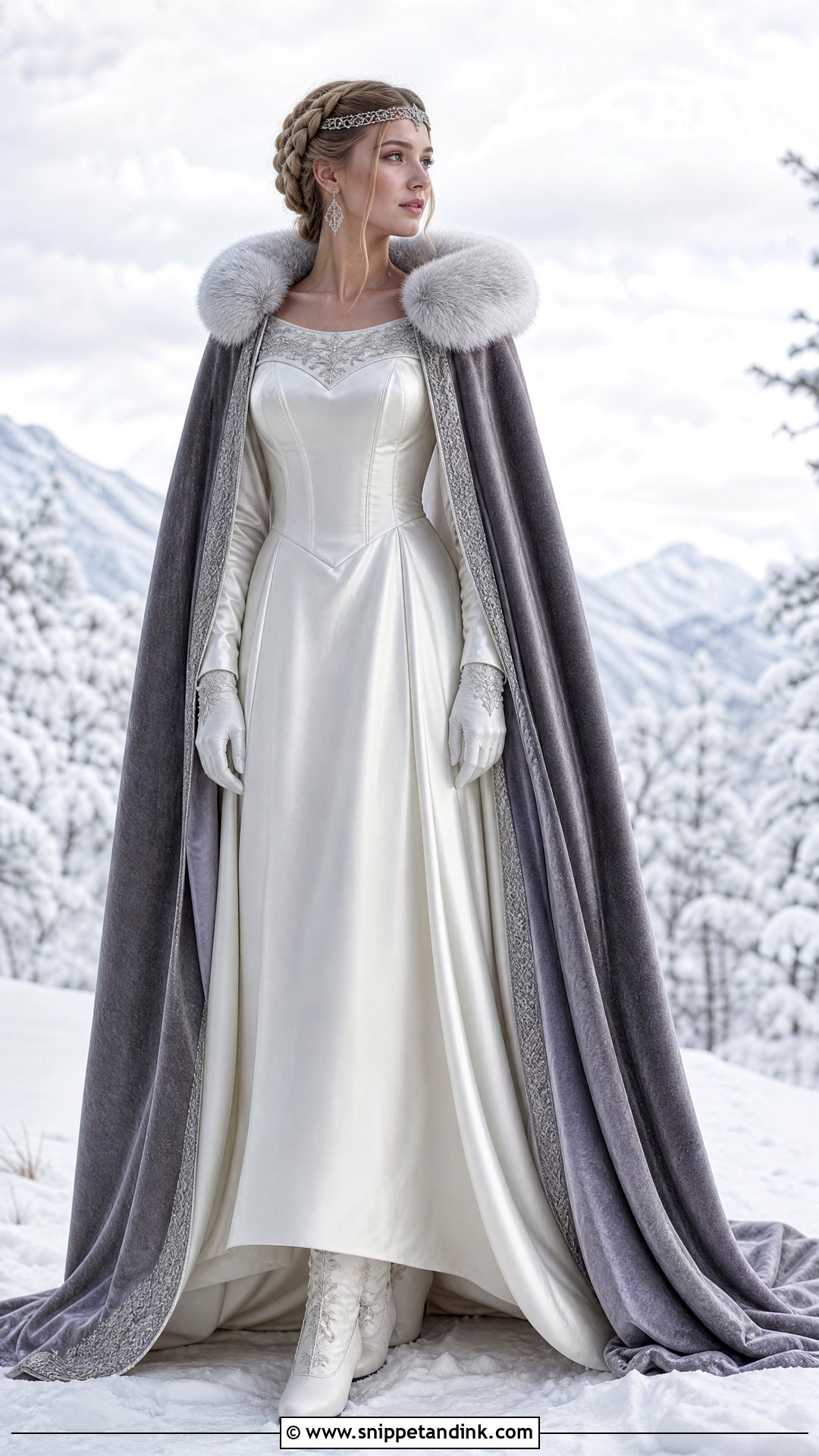 Winter Warrior Wedding Dress With Velvet Cloak - Snippet and Ink - 20 Warrior Wedding Dress Ideas