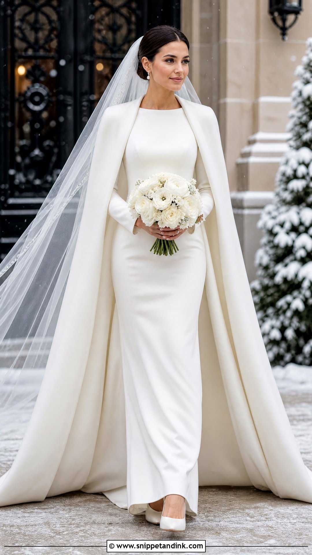 Winter Wedding Bride With Cape Look - Snippet and Ink - 20 Perfect Bride Ideas