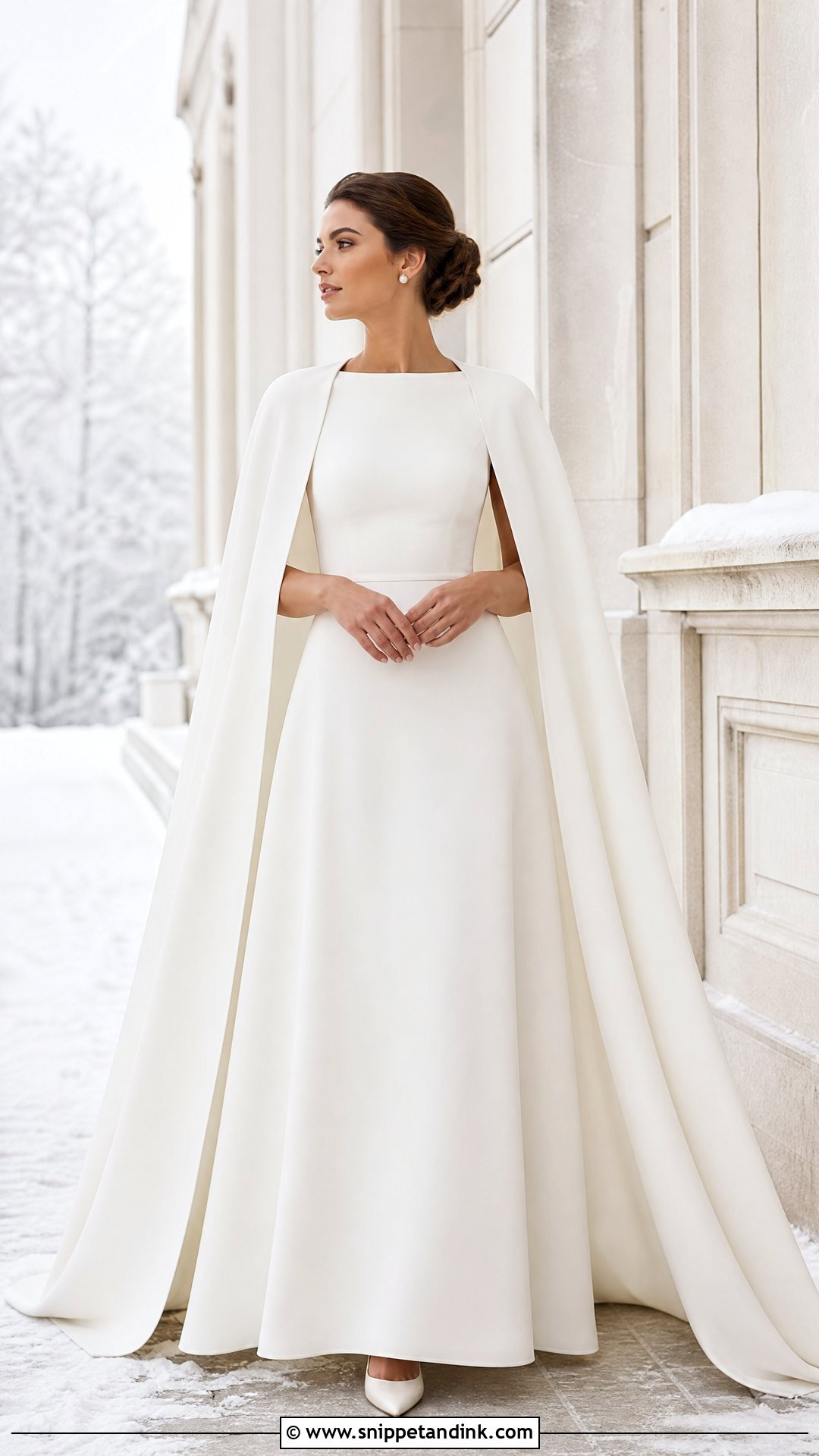 Winter Wedding Dress With Bridal Cape - Snippet and Ink - 20 Simple Winter Wedding Dress Ideas