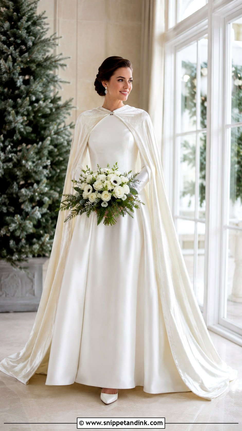 Winter Wedding Dress With Detachable Velvet Cape - Snippet and Ink - 20 Detachable Cape Wedding Dress Ideas