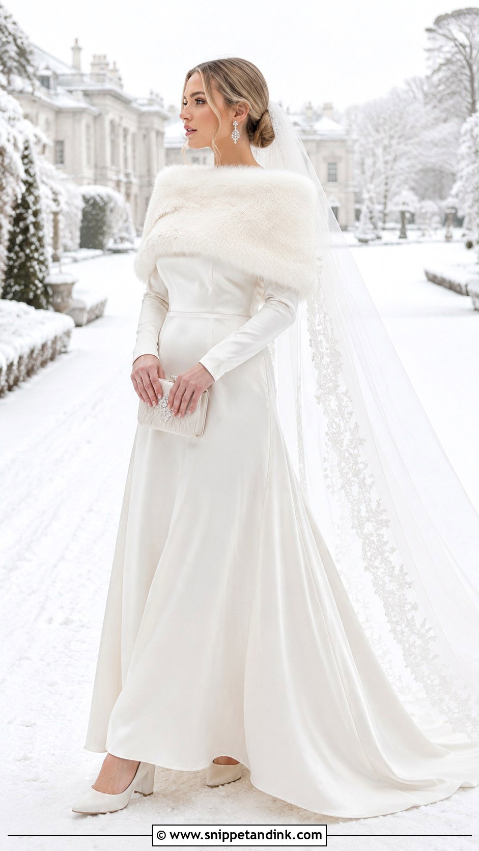 Winter Wedding Dress With Faux Fur Wrap - Snippet and Ink - 20 Dress for Marriage Ideas