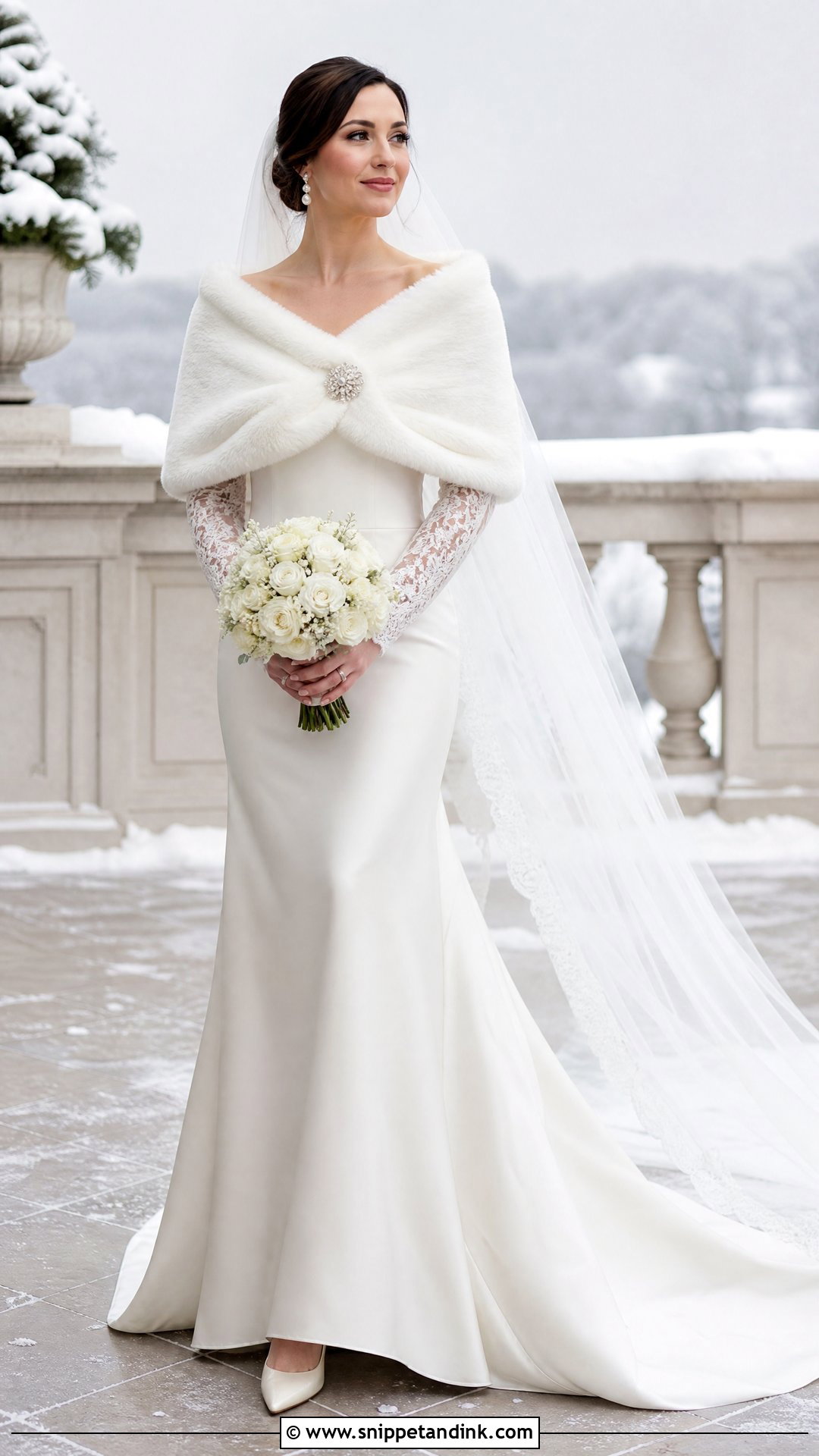 Winter Wedding Dress With Faux Fur Wrap - Snippet and Ink - 20 Wedding Dress for Winter Ideas