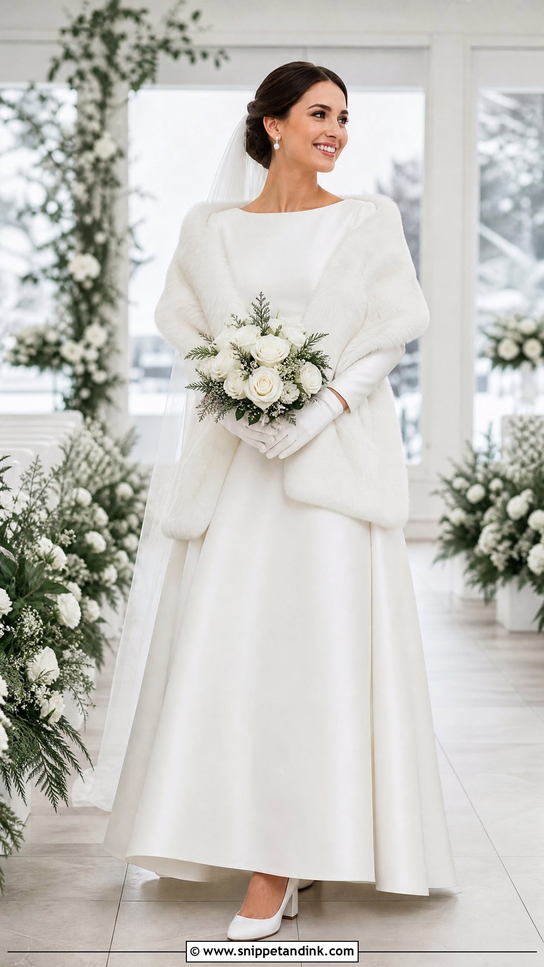 Winter Wedding Dress With Satin Gloves - Snippet and Ink - 20 Wedding Dress and Gloves Ideas