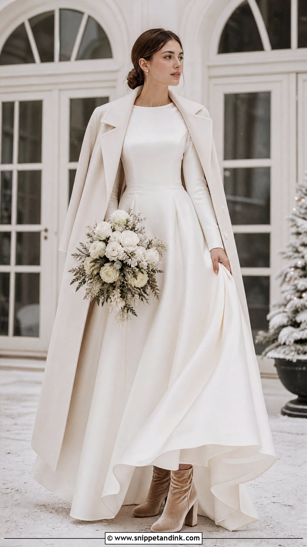 Winter Wedding Dress With Velvet Ankle Boots - Snippet and Ink - 20 Wedding Dress Boots Ideas