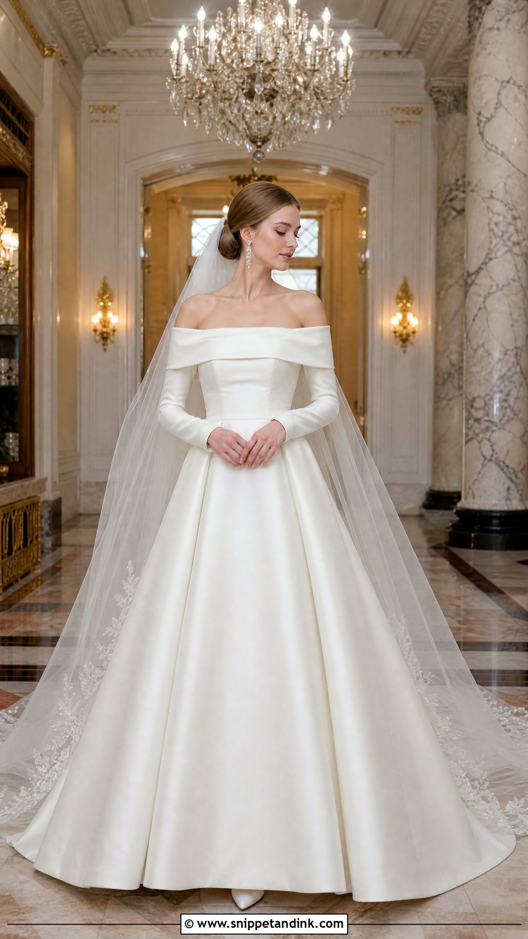Winter Wedding Dress With Velvet Sleeves - Snippet and Ink - 20 Wedding Dresses Off the Shoulder Sleeves