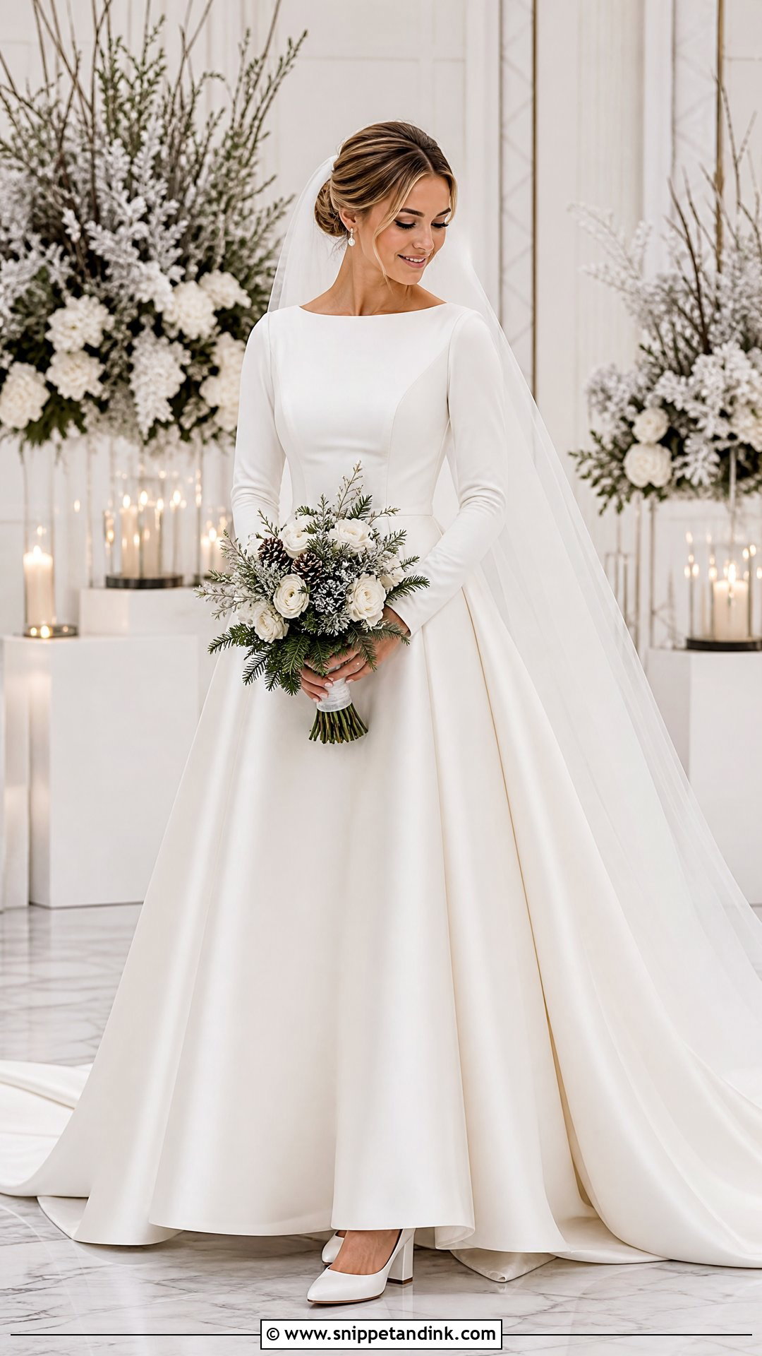 Winter Wedding Dress With Velvet Sleeves - Snippet and Ink - 20 Wedding Dress for Big Arms Ideas
